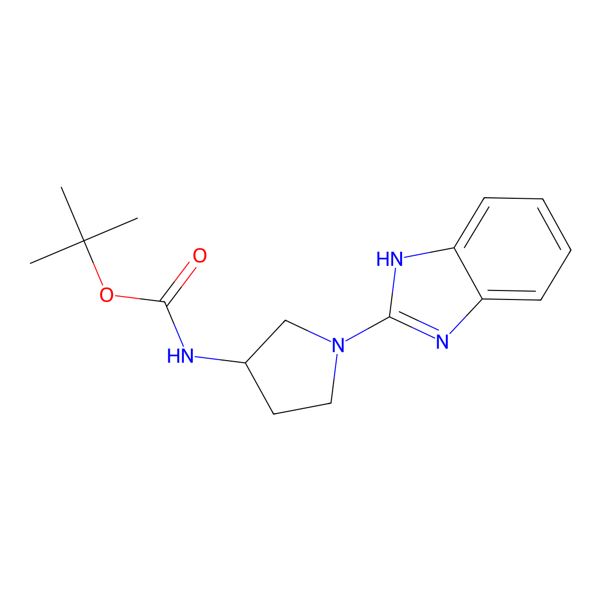 tert-butyl (1-(1H-benzo[d]imidazol-2-yl)pyrrolidin-3-yl)carbamate molecular structure, CAS 1420826-24-9