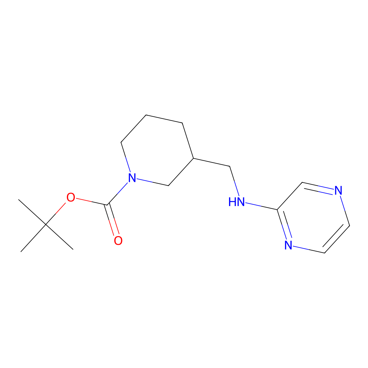 tert-Butyl 3-((pyrazin-2-ylamino)methyl)piperidine-1-carboxylate molecular structure, CAS 1420826-53-4