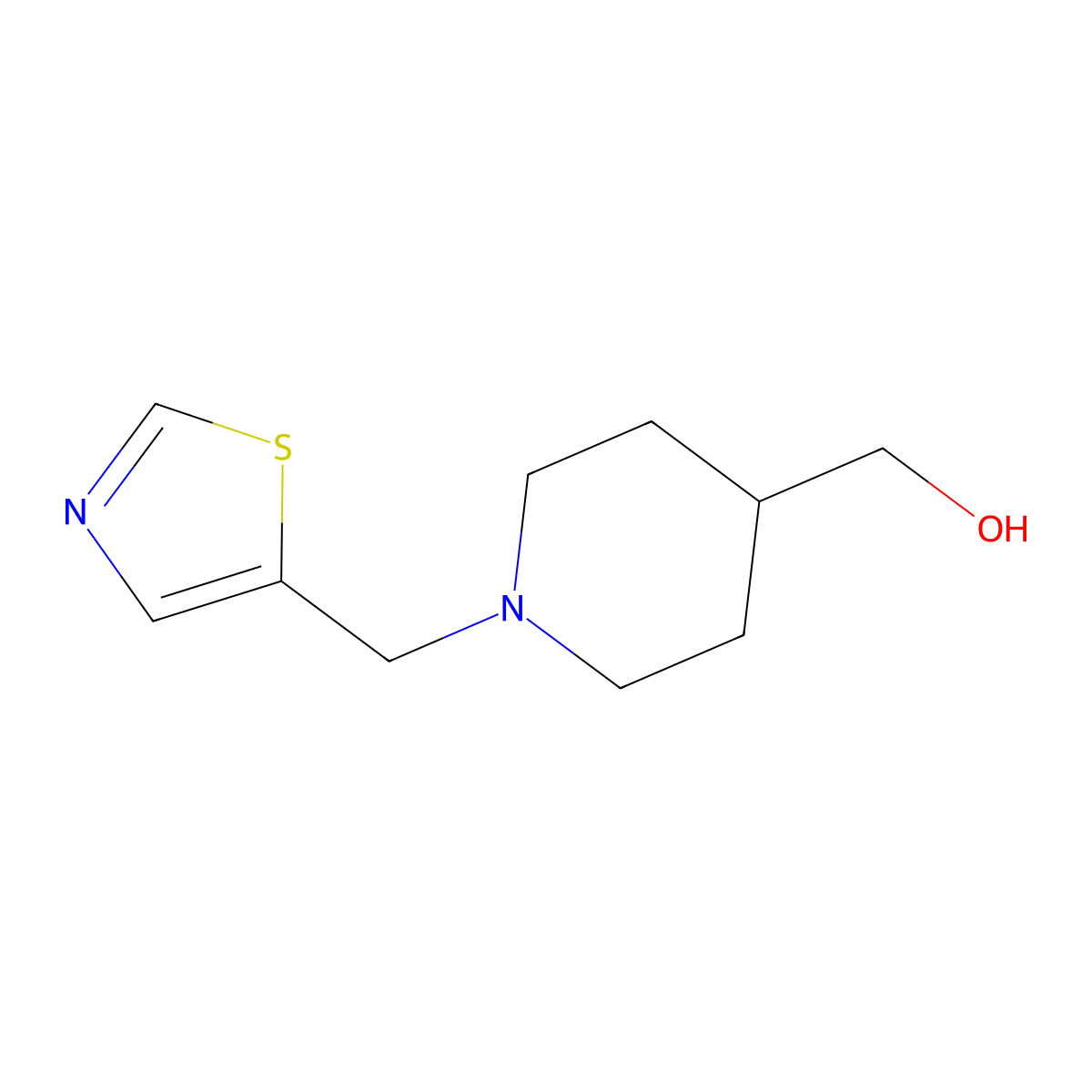 (1-(Thiazol-5-ylmethyl)piperidin-4-yl)methanol molecular structure, CAS 1420826-65-8