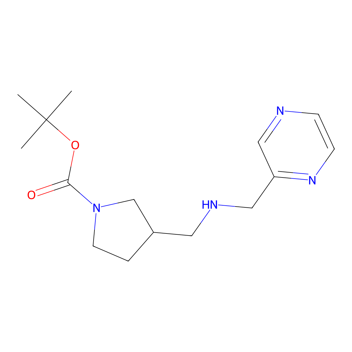 tert-Butyl 3-(((pyrazin-2-ylmethyl)amino)methyl)pyrrolidine-1-carboxylate molecular structure, CAS 1420826-73-8