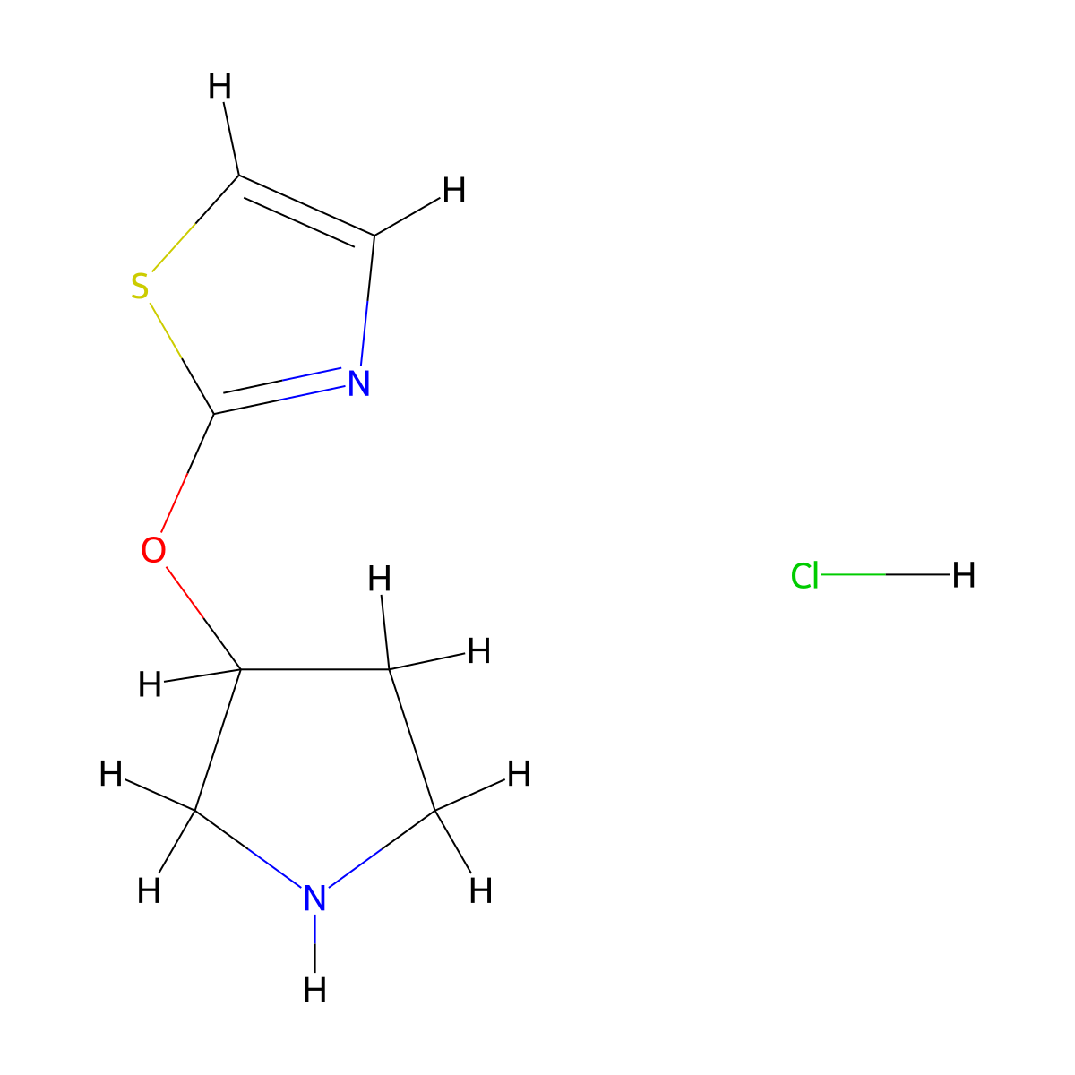 2-(Pyrrolidin-3-yloxy)thiazole hydrochloride molecular structure, CAS 1420827-48-0
