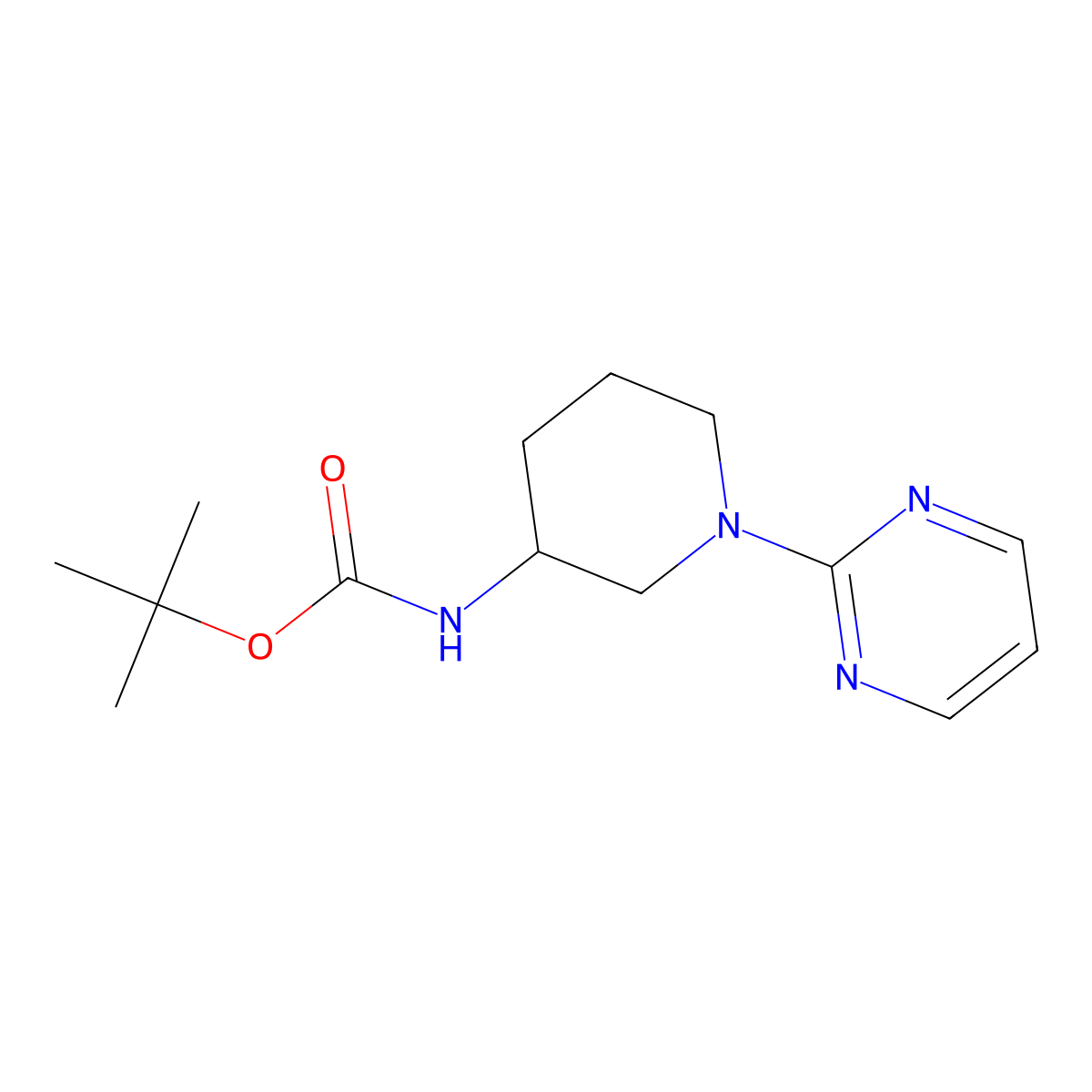 Tert-butyl (1-(pyrimidin-2-yl)piperidin-3-yl)carbamate molecular structure, CAS 1420827-78-6