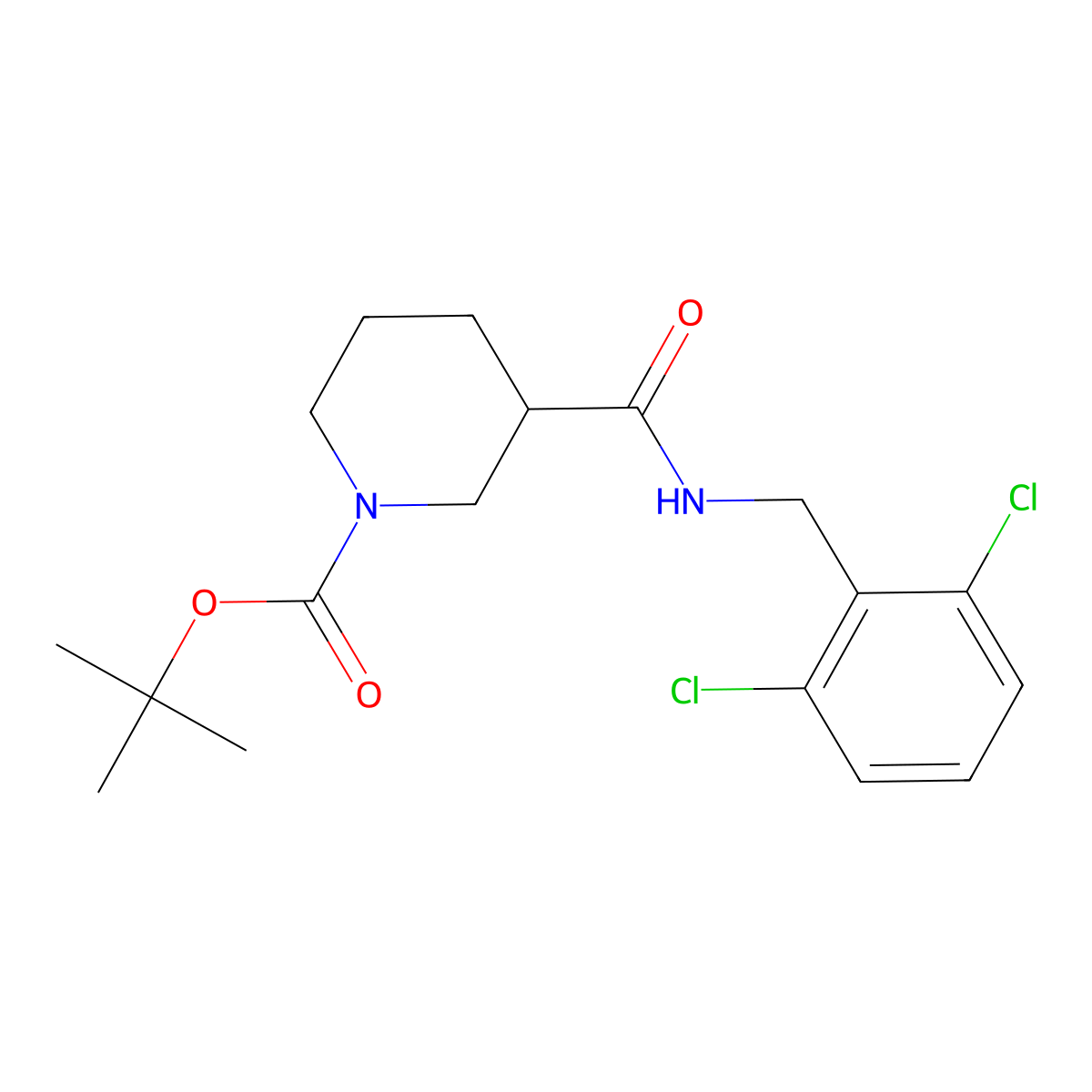 tert-Butyl 3-((2,6-dichlorobenzyl)carbamoyl)piperidine-1-carboxylate molecular structure, CAS 1420831-87-3