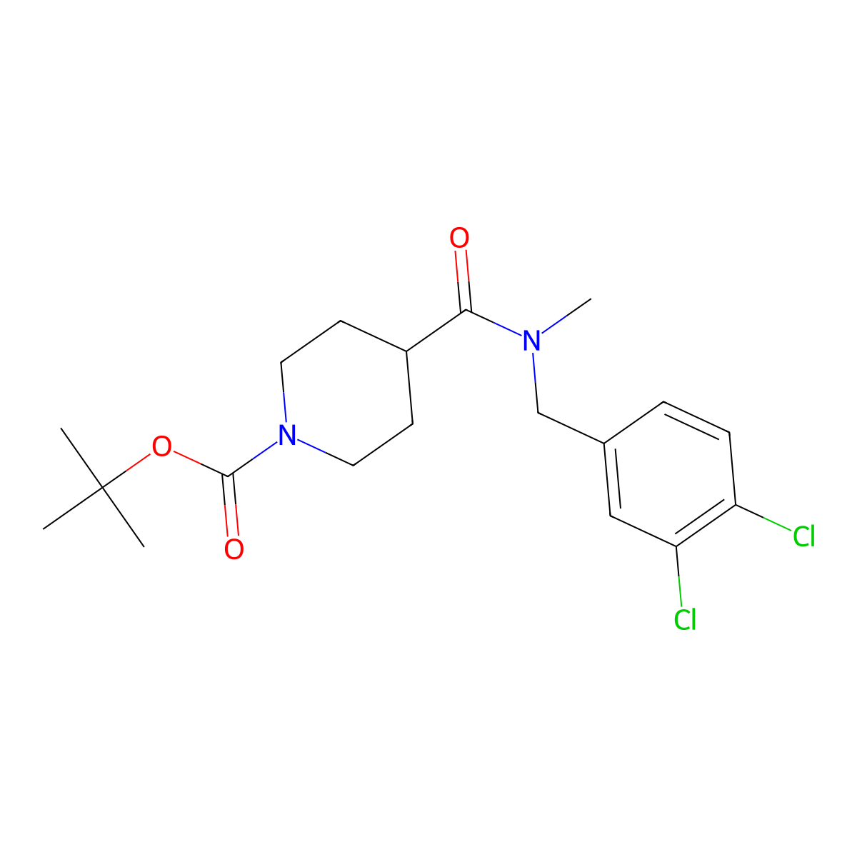 tert-Butyl 4-((3,4-dichlorobenzyl)(methyl)carbamoyl)piperidine-1-carboxylate molecular structure, CAS 1420832-09-2