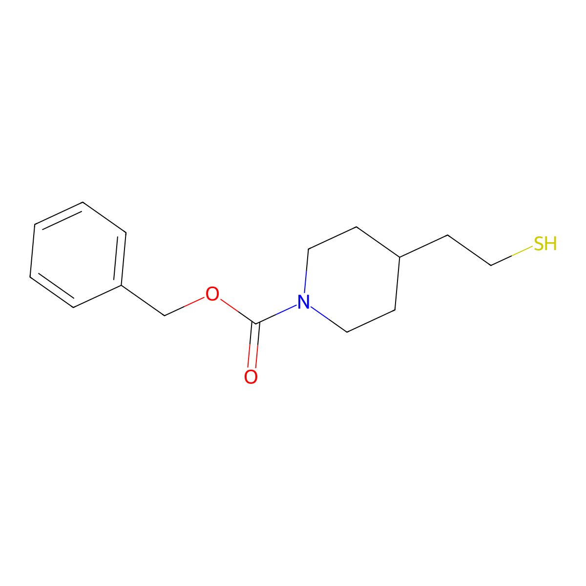 Benzyl 4-(2-mercaptoethyl)piperidine-1-carboxylate molecular structure, CAS 1420832-30-9