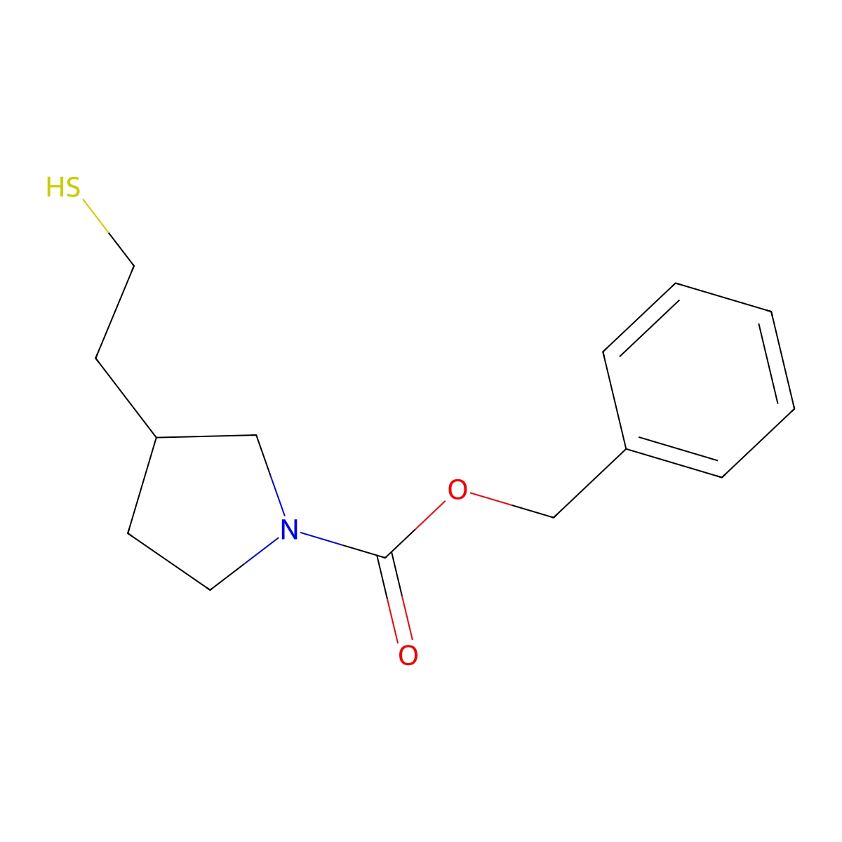 Benzyl 3-(2-mercaptoethyl)pyrrolidine-1-carboxylate molecular structure, CAS 1420832-64-9