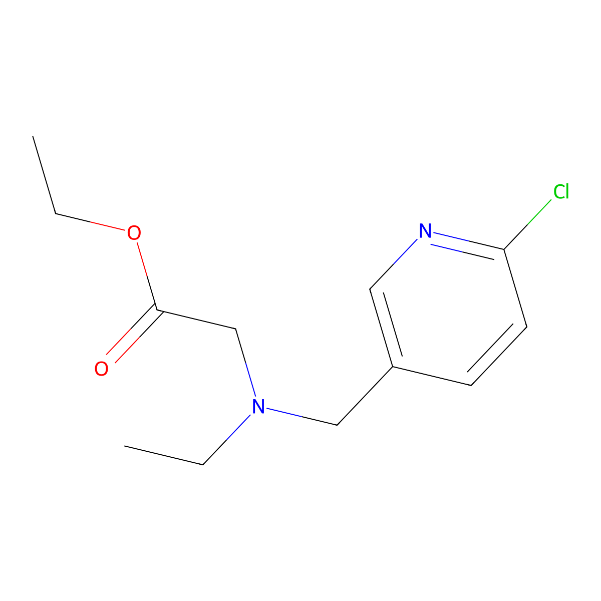 Ethyl 2-(((6-chloropyridin-3-yl)methyl)(ethyl)amino)acetate molecular structure, CAS 1420832-66-1