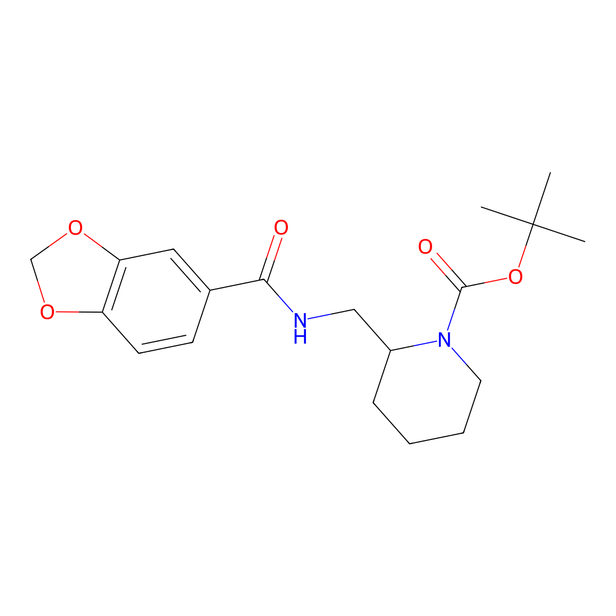 tert-Butyl 2-((benzo[d][1,3]dioxole-5-carboxamido)methyl)piperidine-1-carboxylate molecular structure, CAS 1420835-67-1