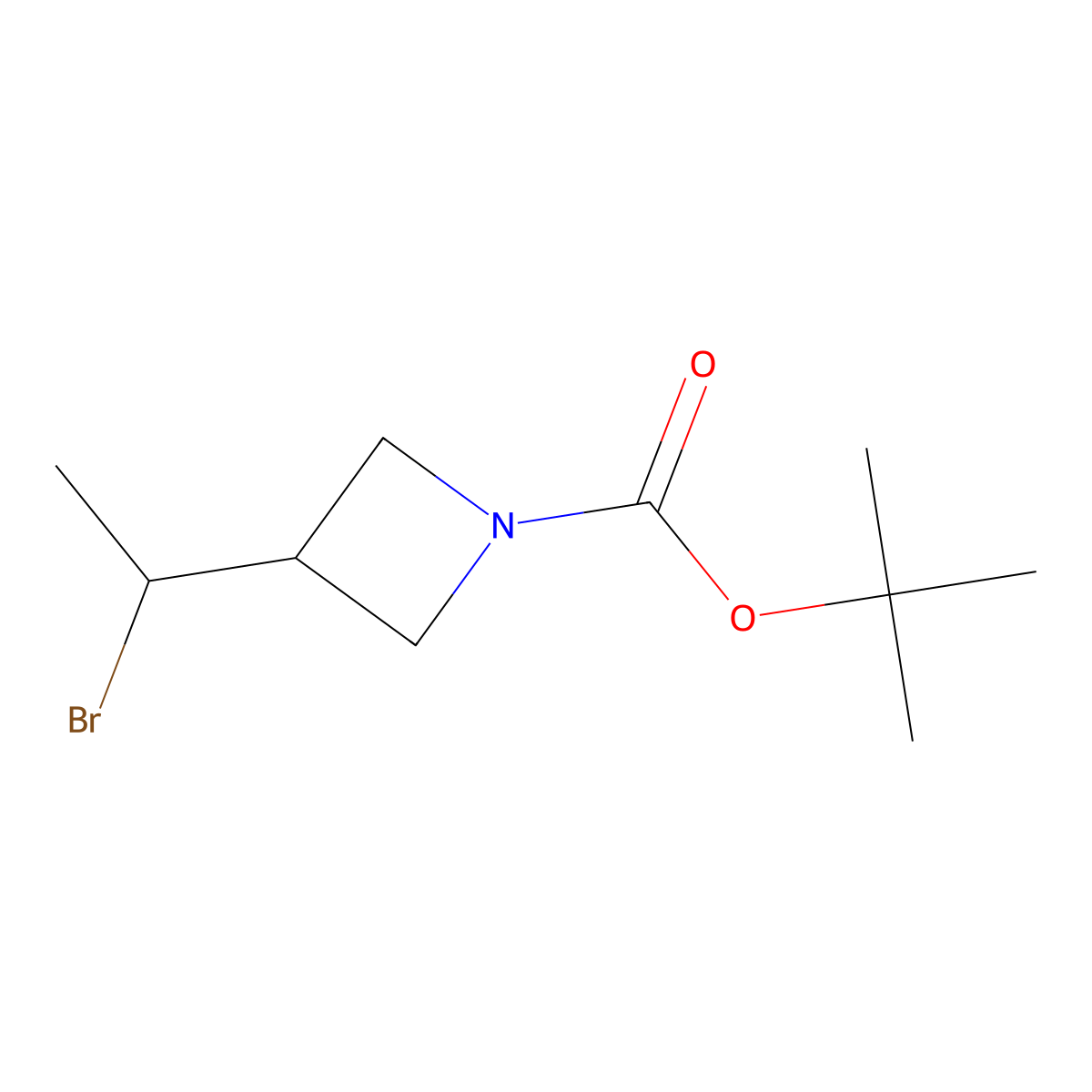 tert-Butyl 3-(1-bromoethyl)azetidine-1-carboxylate molecular structure, CAS 1420837-48-4