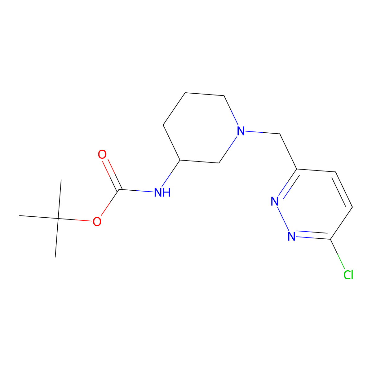 Tert-butyl (1-((6-chloropyridazin-3-yl)methyl)piperidin-3-yl)carbamate molecular structure, CAS 1420838-48-7