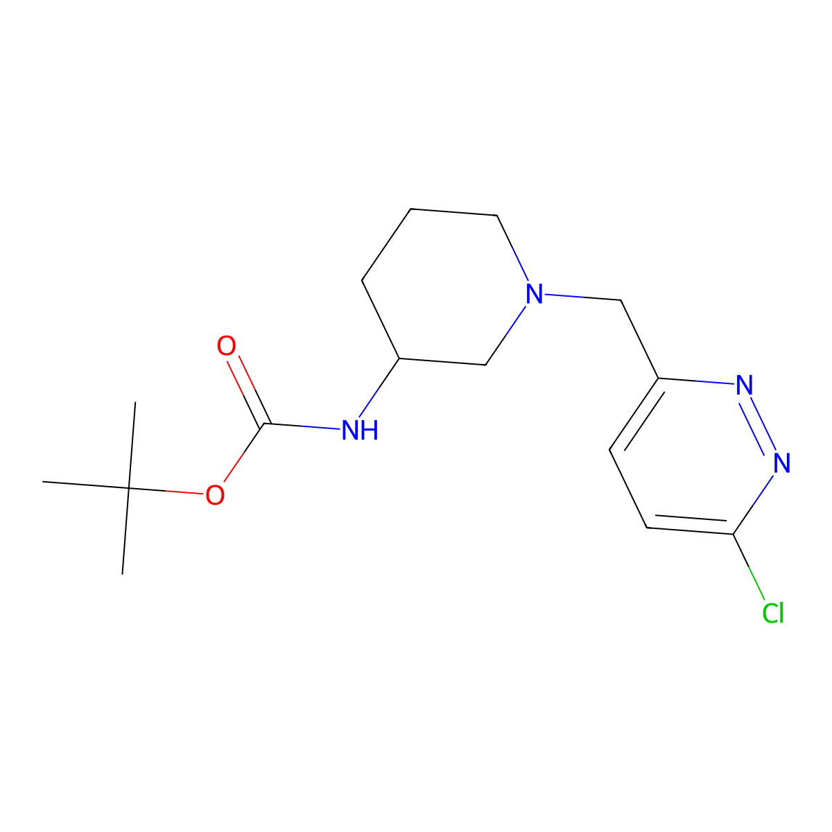 Tert-butyl (1-((6-chloropyridazin-3-yl)methyl)piperidin-3-yl)carbamate molecular structure, CAS 1420838-48-7