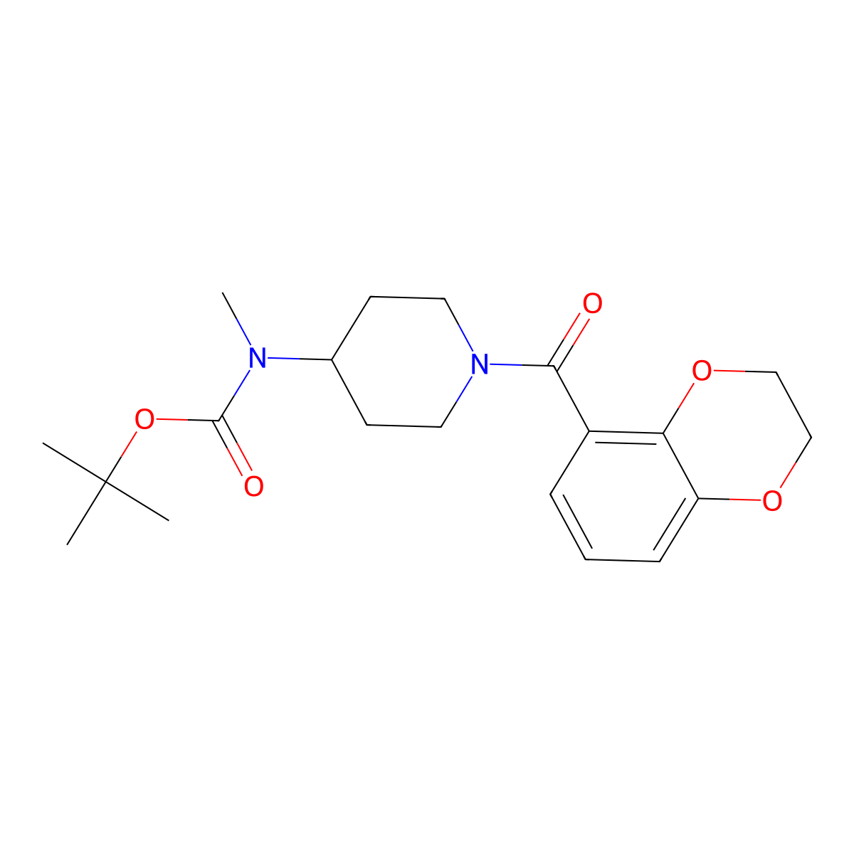 Tert-butyl (1-(2,3-dihydrobenzo[b][1,4]dioxine-5-carbonyl)piperidin-4-yl)(methyl)carbamate molecular structure, CAS 1420838-75-0