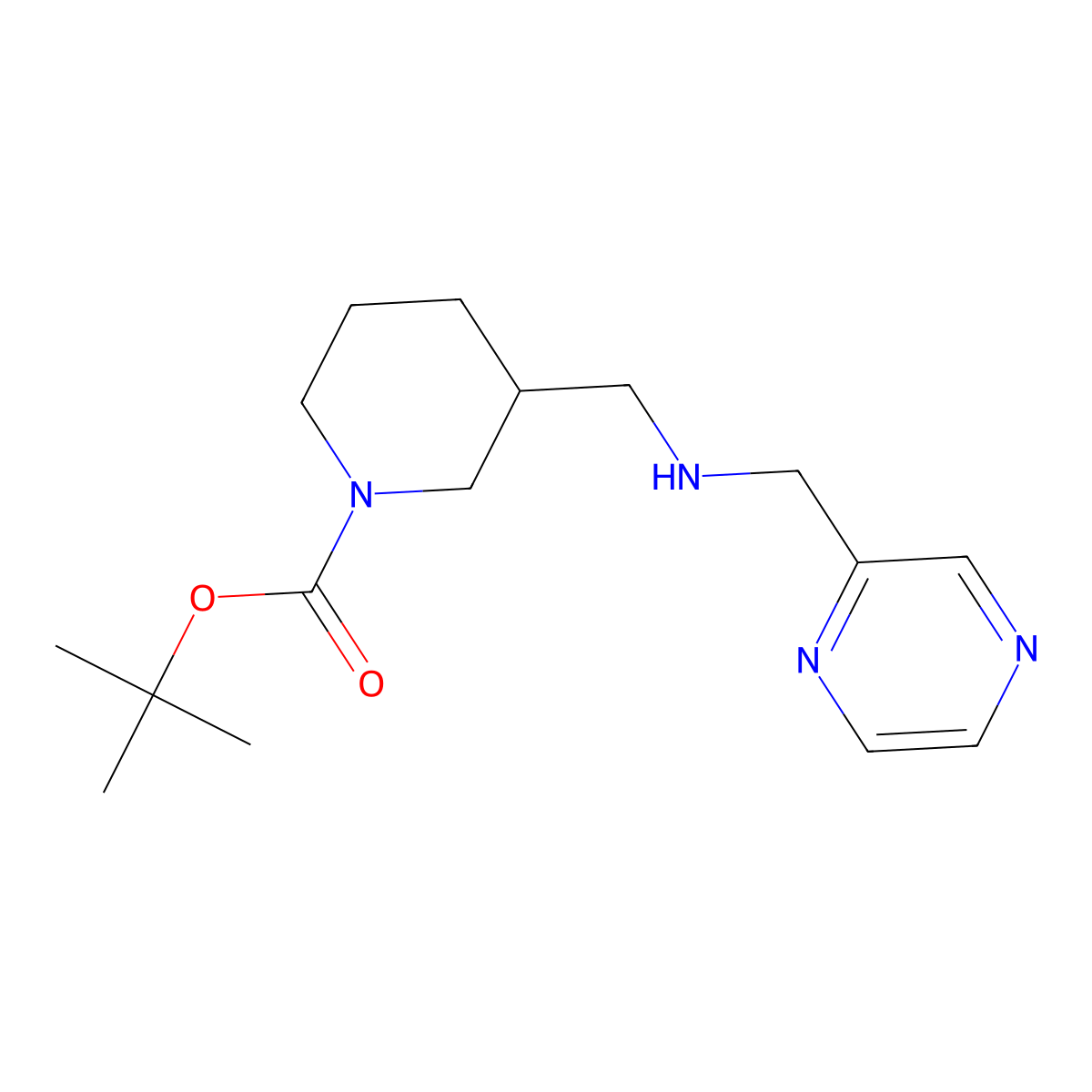 tert-Butyl 3-(((pyrazin-2-ylmethyl)amino)methyl)piperidine-1-carboxylate molecular structure, CAS 1420839-25-3