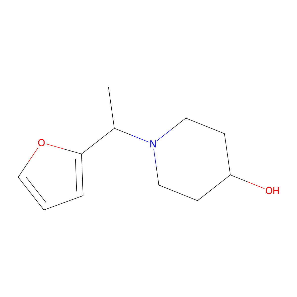 1-(1-(Furan-2-yl)ethyl)piperidin-4-ol molecular structure, CAS 1420839-44-6