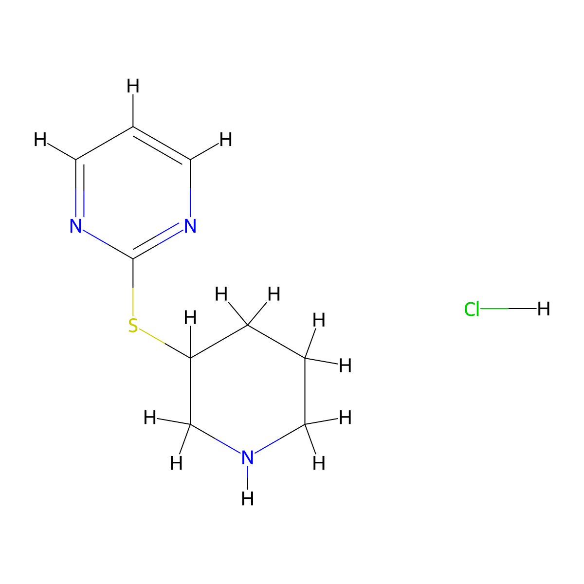 2-(Piperidin-3-ylthio)pyrimidine hydrochloride molecular structure, CAS 1420840-45-4