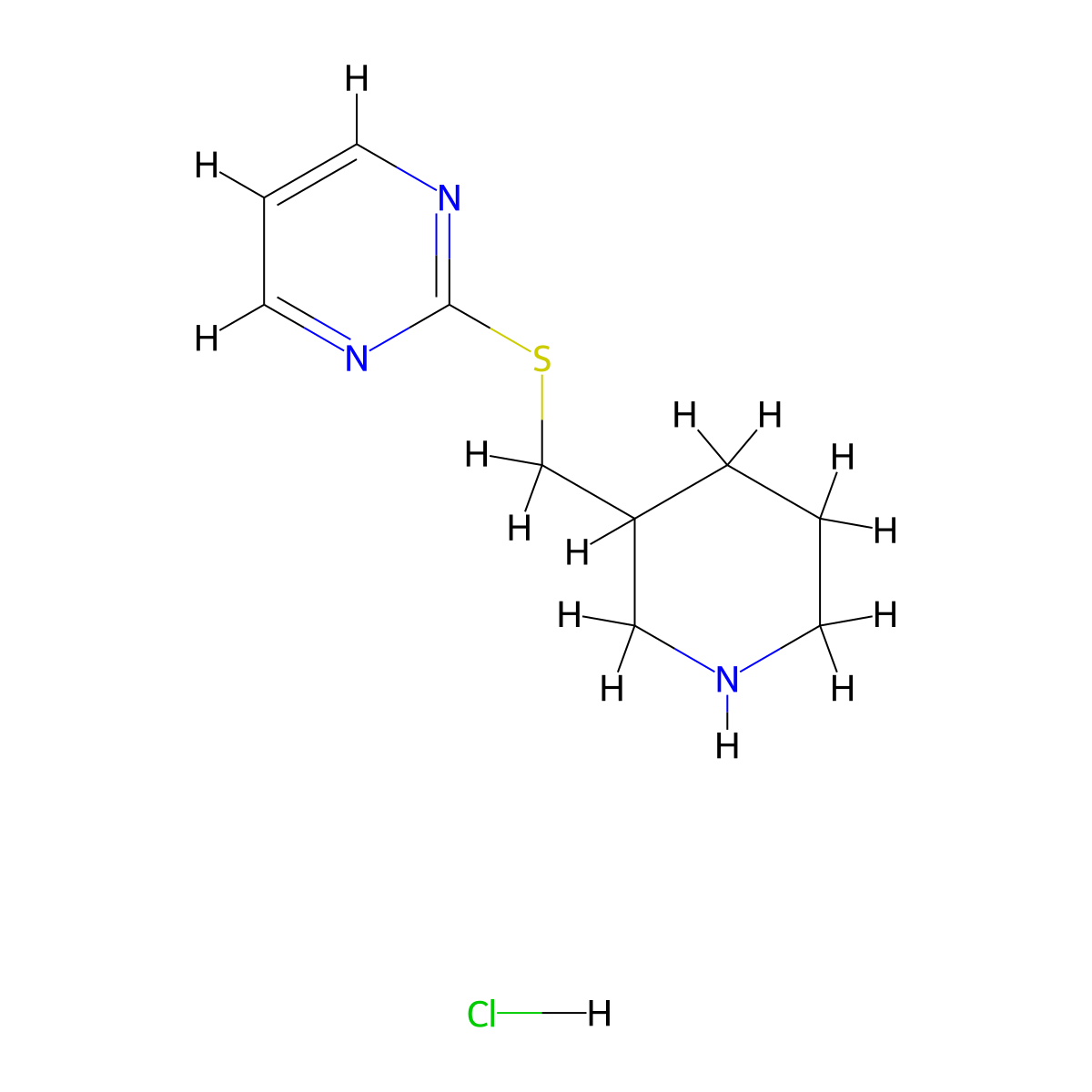 2-((Piperidin-3-ylmethyl)thio)pyrimidine hydrochloride molecular structure, CAS 1420840-52-3