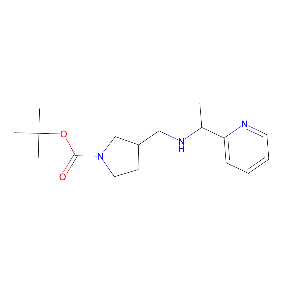 tert-Butyl 3-(((1-(pyridin-2-yl)ethyl)amino)methyl)pyrrolidine-1-carboxylate molecular structure, CAS 1420841-05-9