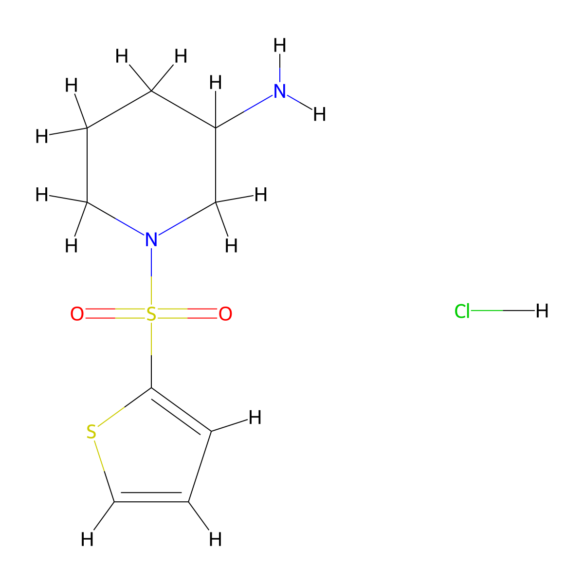 1-(Thiophen-2-ylsulfonyl)piperidin-3-amine hydrochloride molecular structure, CAS 1420841-61-7
