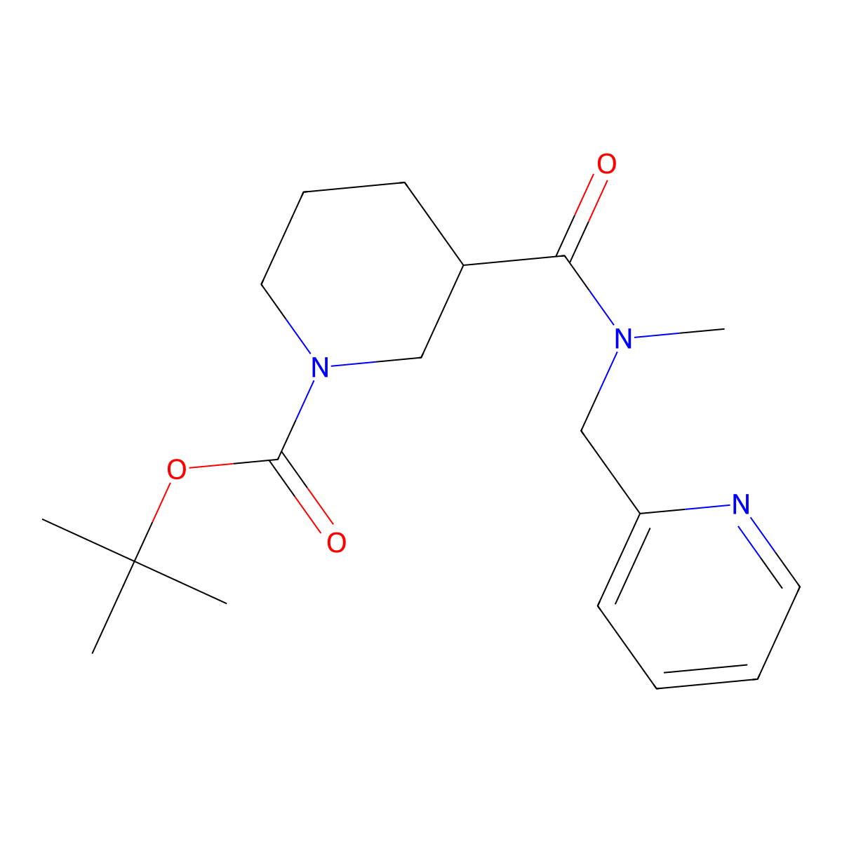 tert-Butyl 3-(methyl(pyridin-2-ylmethyl)carbamoyl)piperidine-1-carboxylate molecular structure, CAS 1420841-70-8