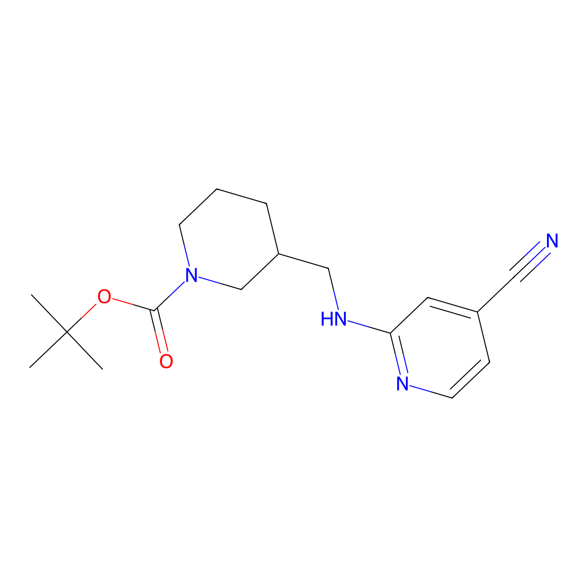 tert-Butyl 3-(((4-cyanopyridin-2-yl)amino)methyl)piperidine-1-carboxylate molecular structure, CAS 1420842-21-2