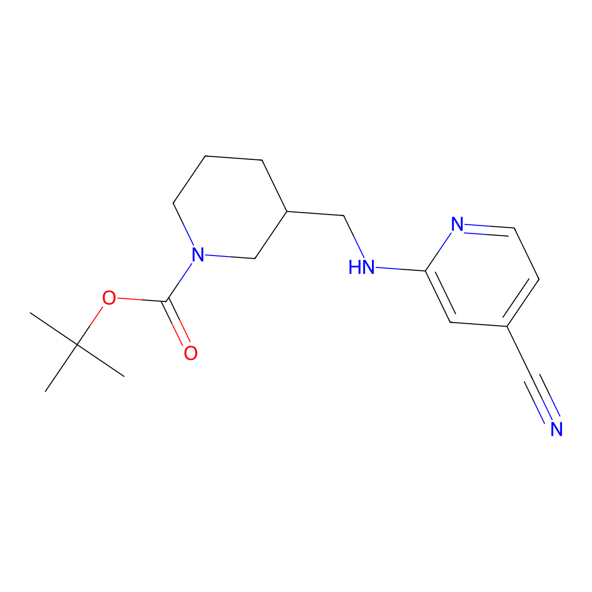 tert-Butyl 3-(((4-cyanopyridin-2-yl)amino)methyl)piperidine-1-carboxylate molecular structure, CAS 1420842-21-2