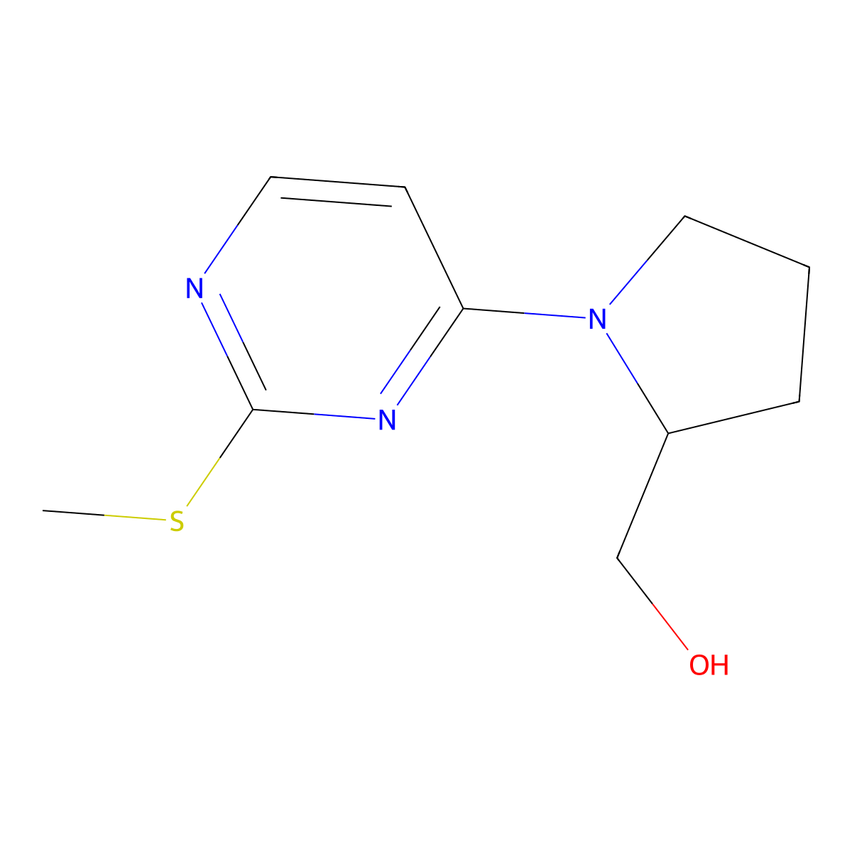 (1-(2-(Methylthio)pyrimidin-4-yl)pyrrolidin-2-yl)methanol molecular structure, CAS 1420842-55-2