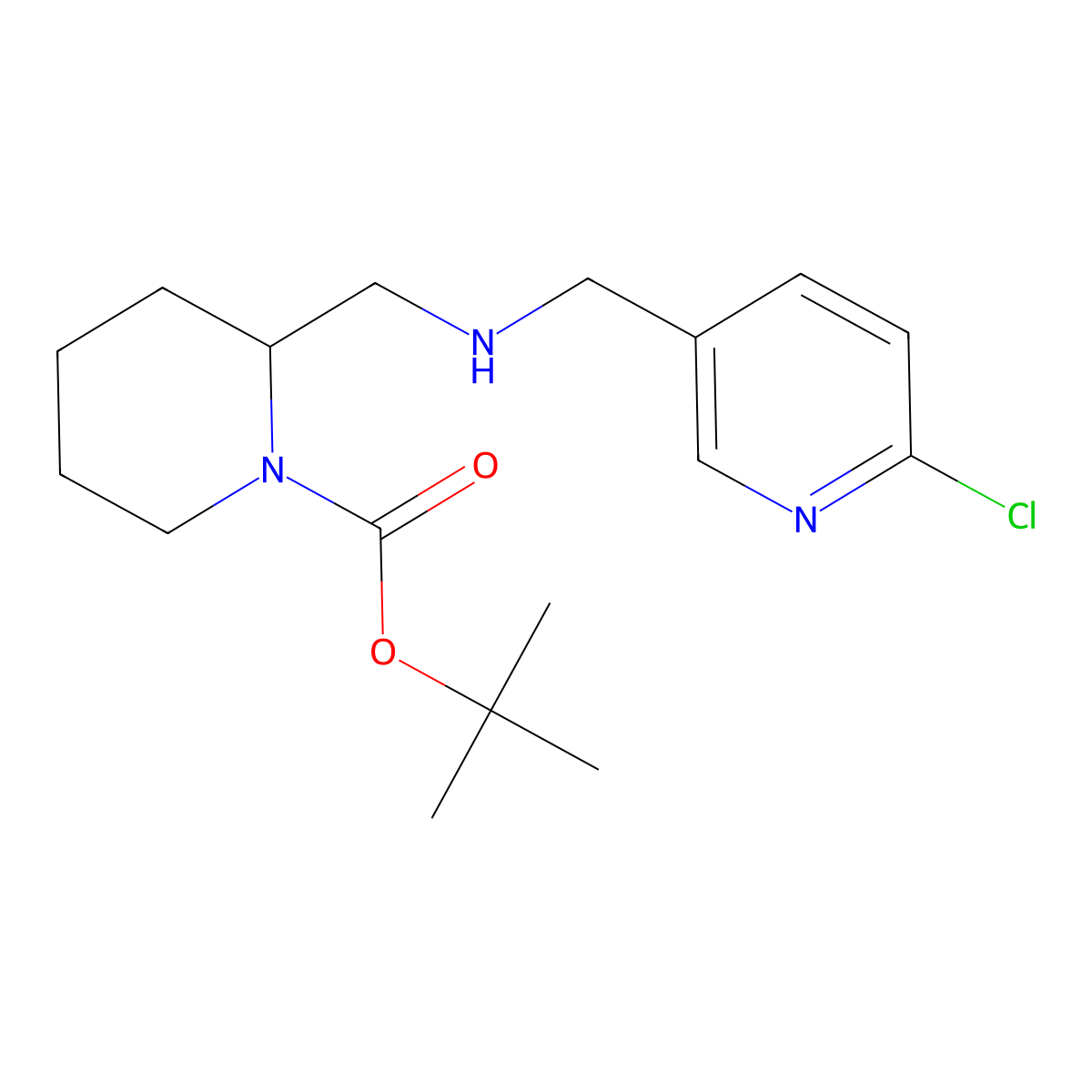 tert-Butyl 2-((((6-chloropyridin-3-yl)methyl)amino)methyl)piperidine-1-carboxylate molecular structure, CAS 1420842-60-9