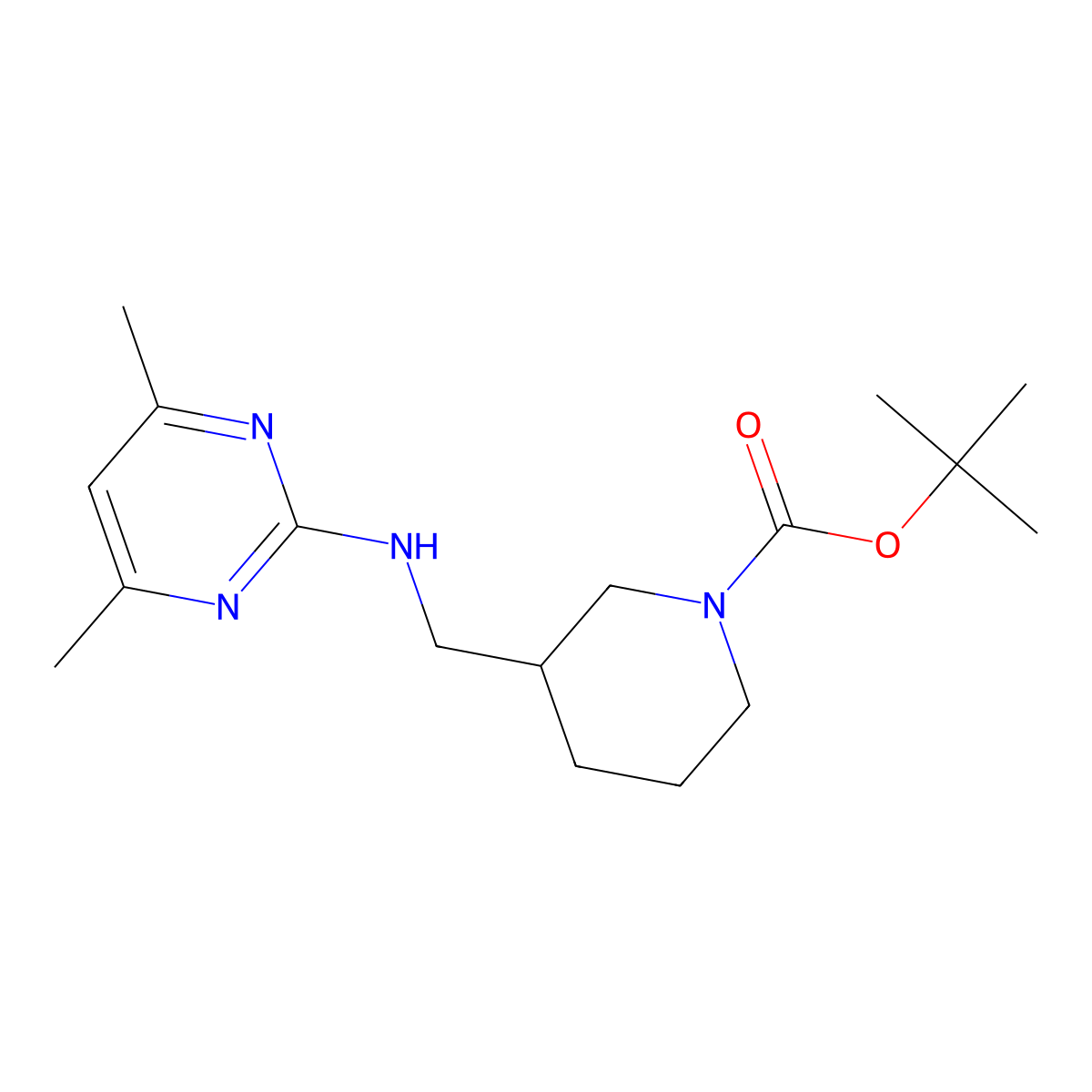 tert-Butyl 3-(((4,6-dimethylpyrimidin-2-yl)amino)methyl)piperidine-1-carboxylate molecular structure, CAS 1420842-75-6