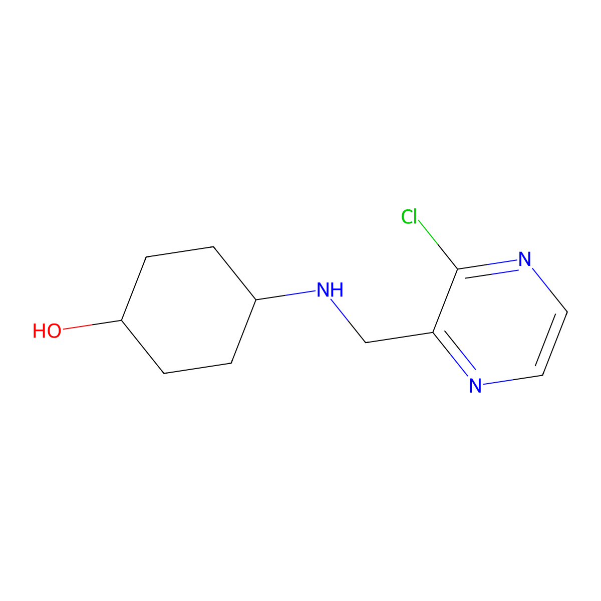 (1r,4r)-4-(((3-Chloropyrazin-2-yl)methyl)amino)cyclohexanol molecular structure, CAS 1420843-25-9