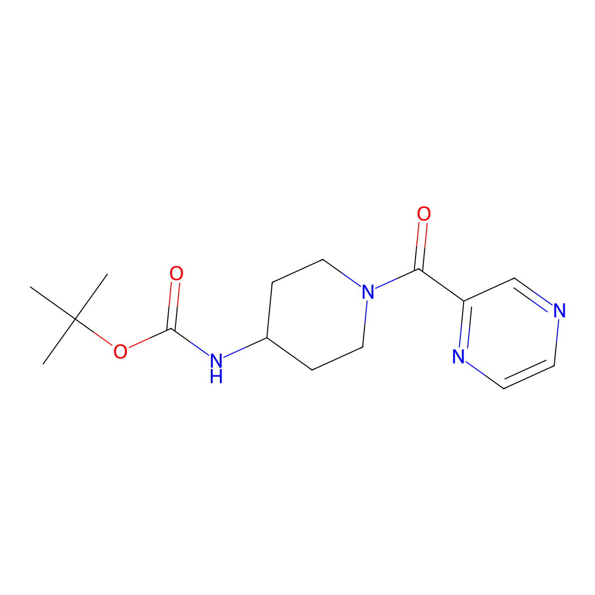 Tert-butyl (1-(pyrazine-2-carbonyl)piperidin-4-yl)carbamate molecular structure, CAS 1420843-34-0