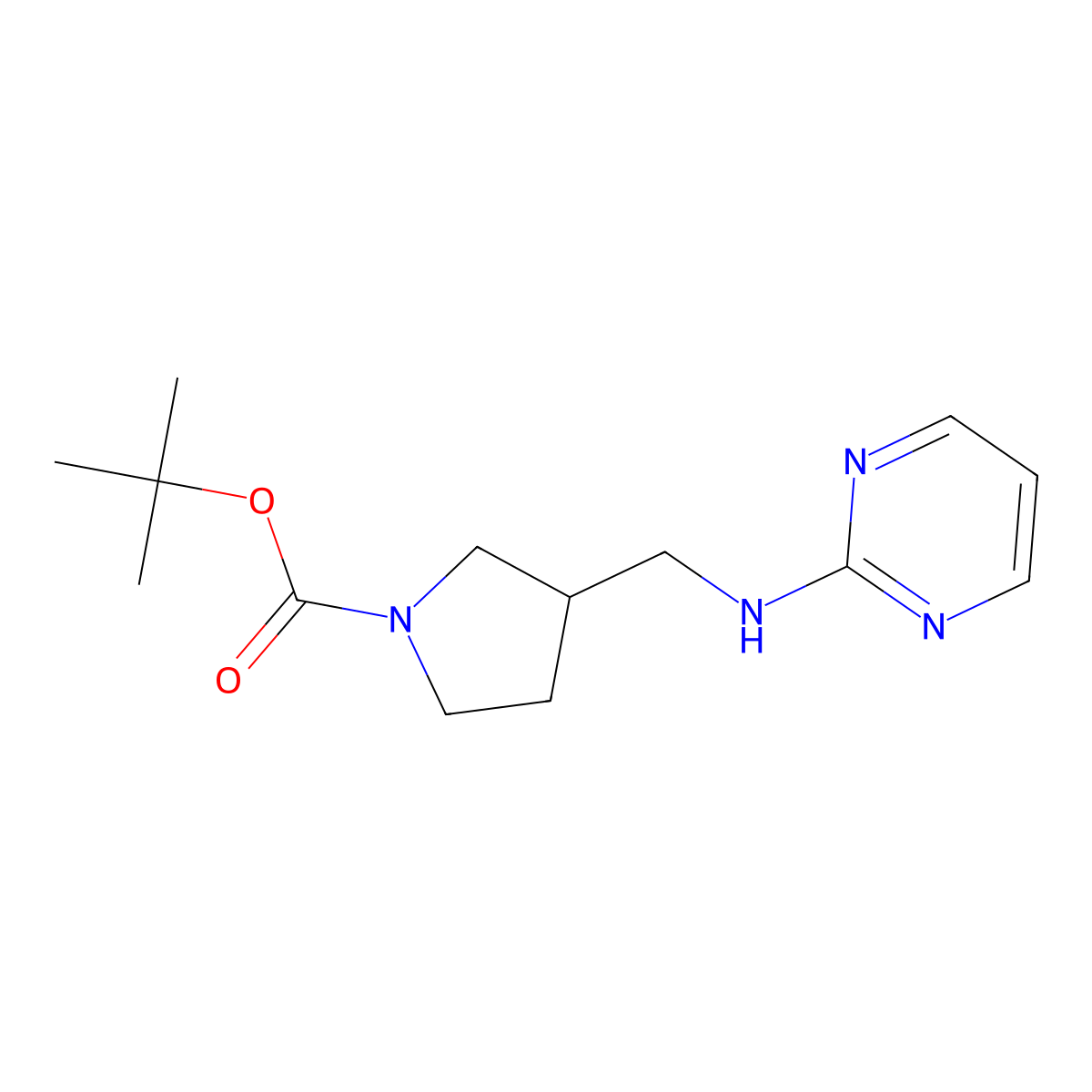 tert-Butyl 3-((pyrimidin-2-ylamino)methyl)pyrrolidine-1-carboxylate molecular structure, CAS 1420843-63-5