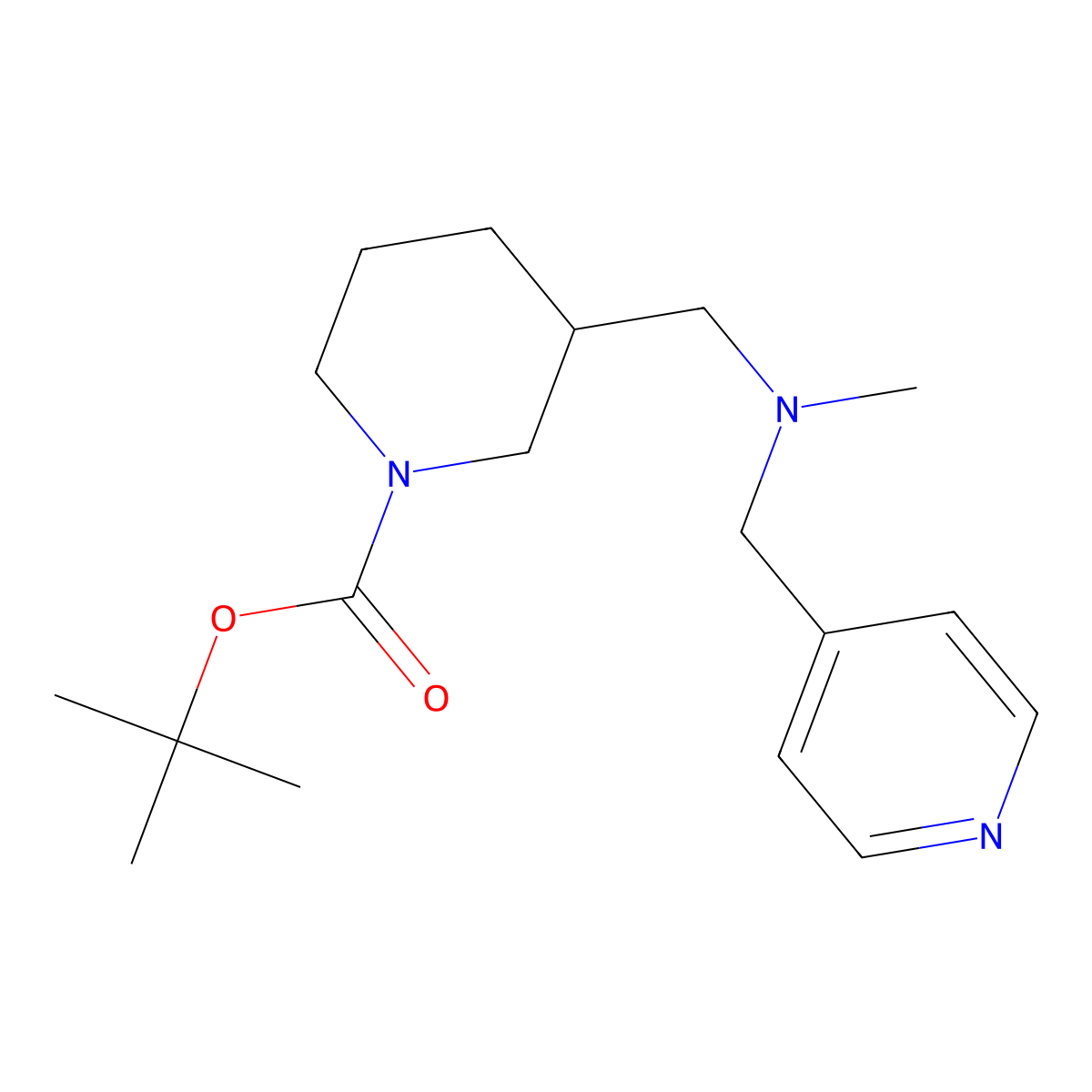 tert-Butyl 3-((methyl(pyridin-4-ylmethyl)amino)methyl)piperidine-1-carboxylate molecular structure, CAS 1420843-80-6