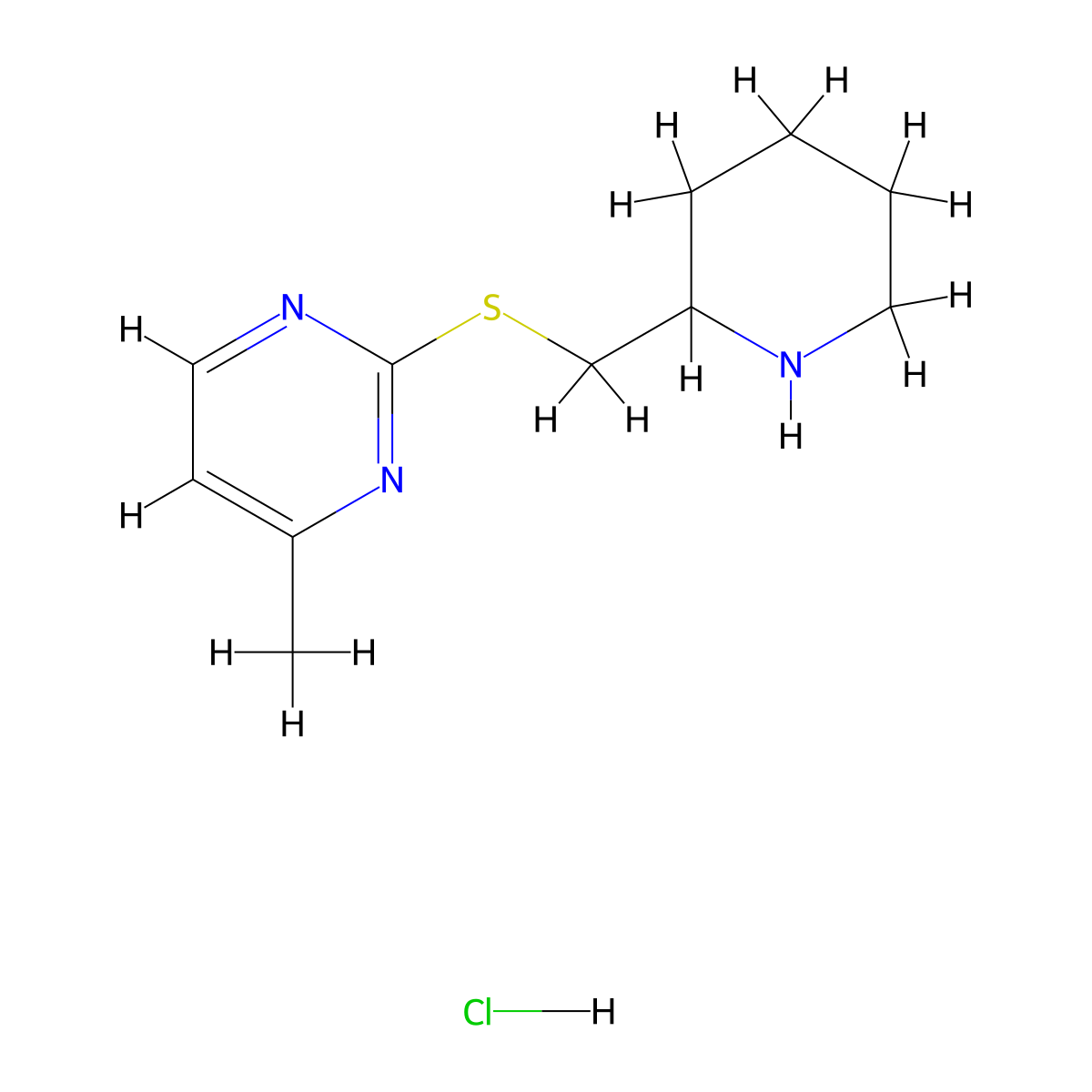 4-Methyl-2-((piperidin-2-ylmethyl)thio)pyrimidine hydrochloride molecular structure, CAS 1420843-82-8