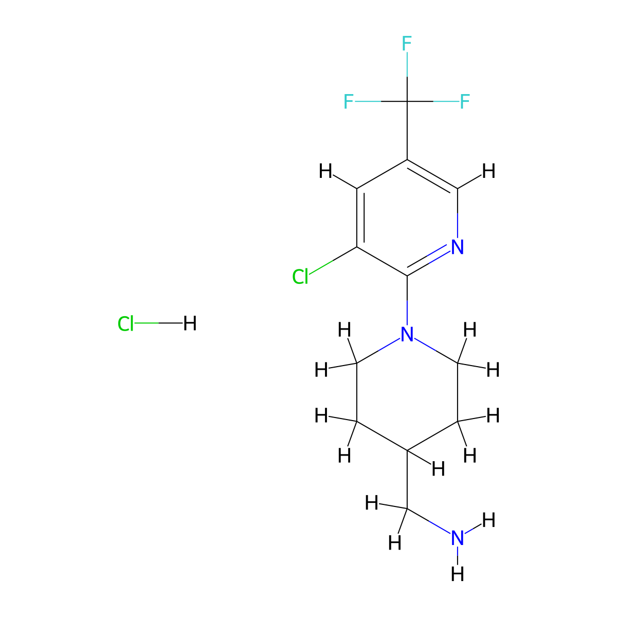 (1-(3-Chloro-5-(trifluoromethyl)pyridin-2-yl)piperidin-4-yl)methanamine hydrochloride molecular structure, CAS 1420844-14-9