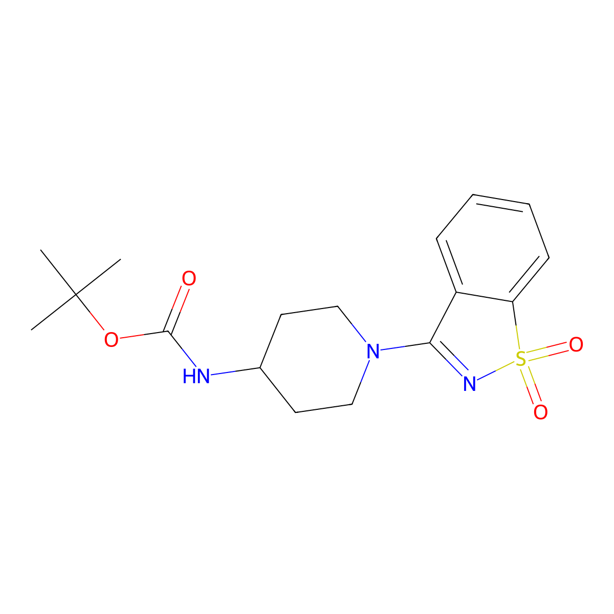 tert-Butyl (1-(1,1-dioxidobenzo[d]isothiazol-3-yl)piperidin-4-yl)carbamate molecular structure, CAS 1420844-80-9