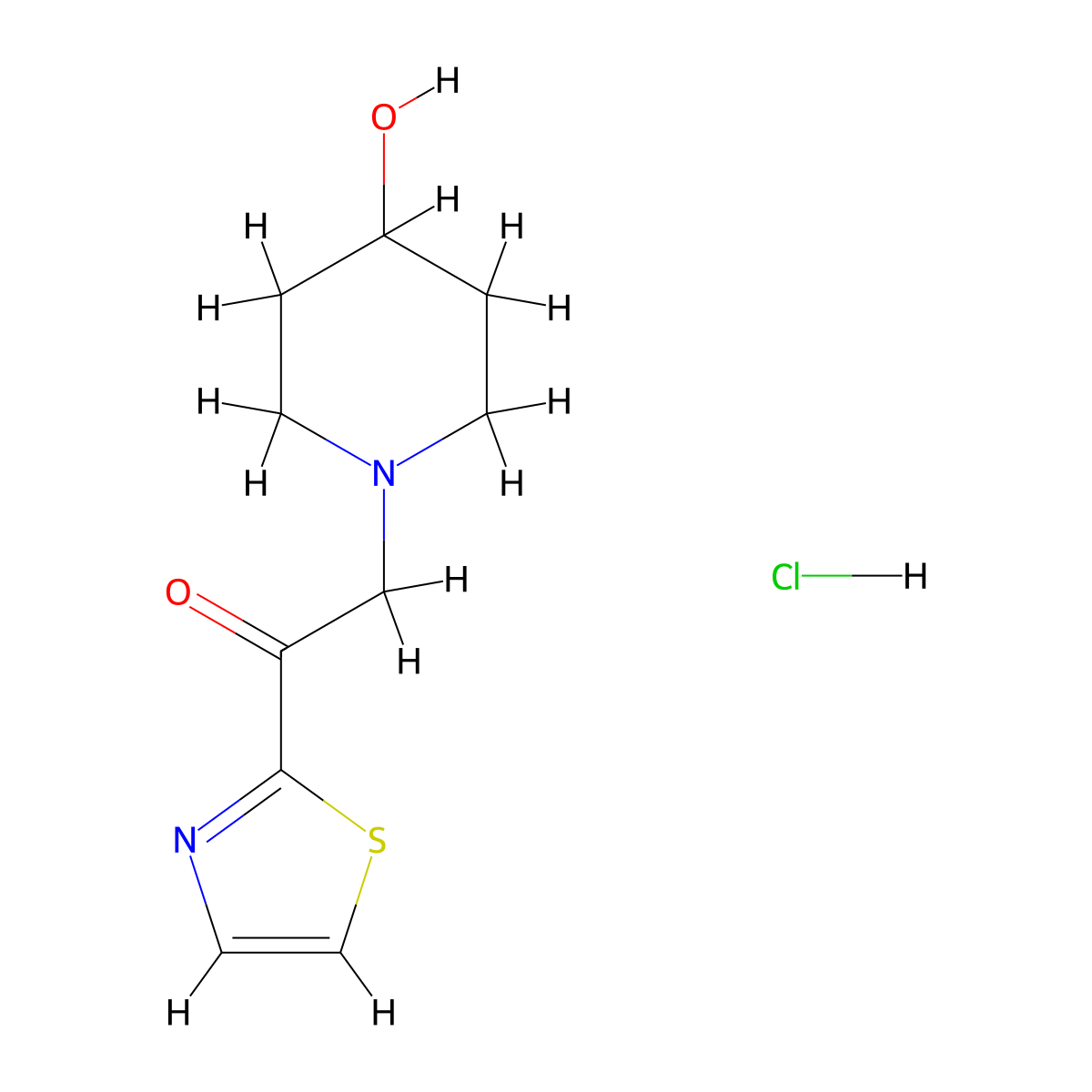 2-(4-Hydroxypiperidin-1-yl)-1-(thiazol-2-yl)ethanone hydrochloride molecular structure, CAS 1420844-90-1