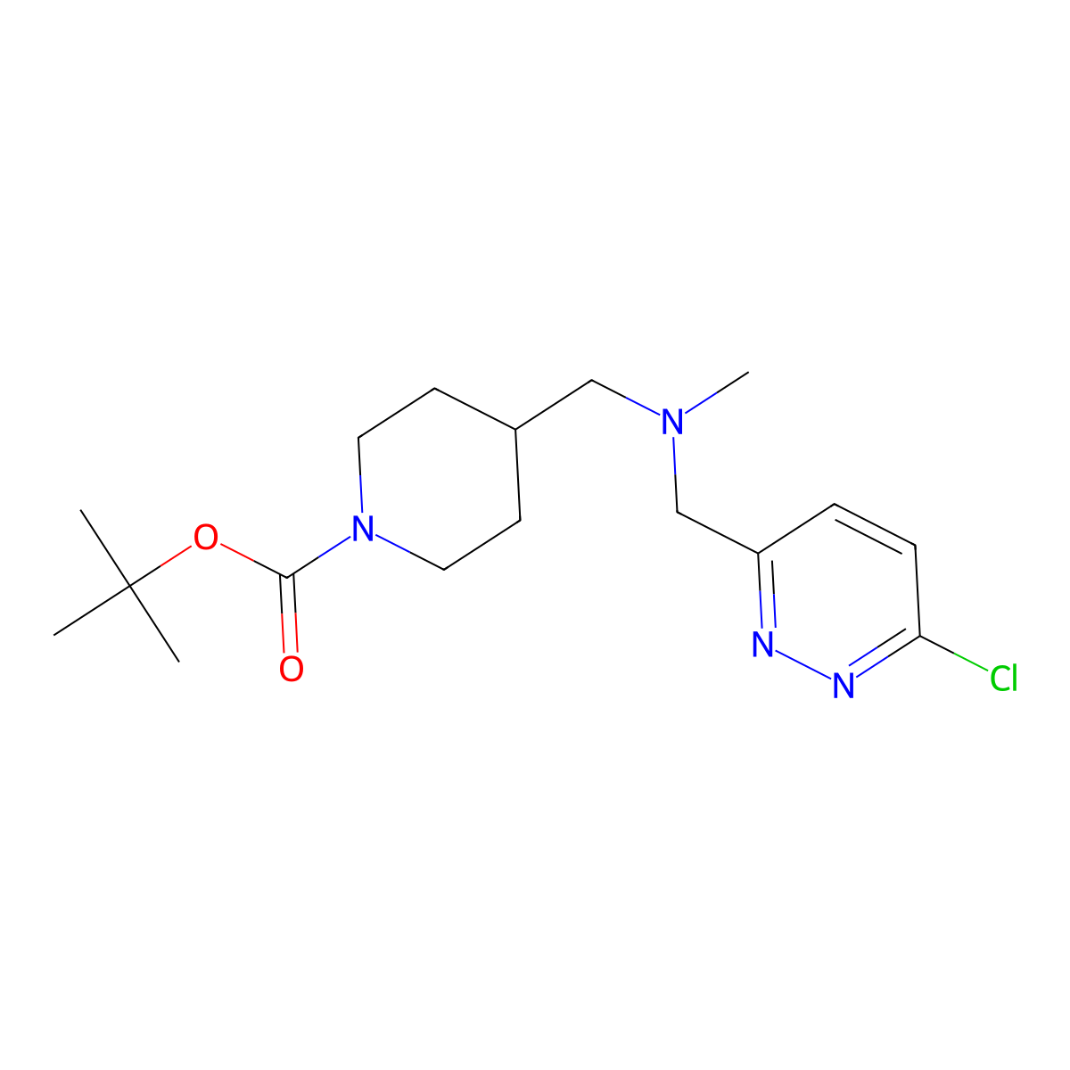 tert-Butyl 4-((((6-chloropyridazin-3-yl)methyl)(methyl)amino)methyl)piperidine-1-carboxylate molecular structure, CAS 1420844-92-3