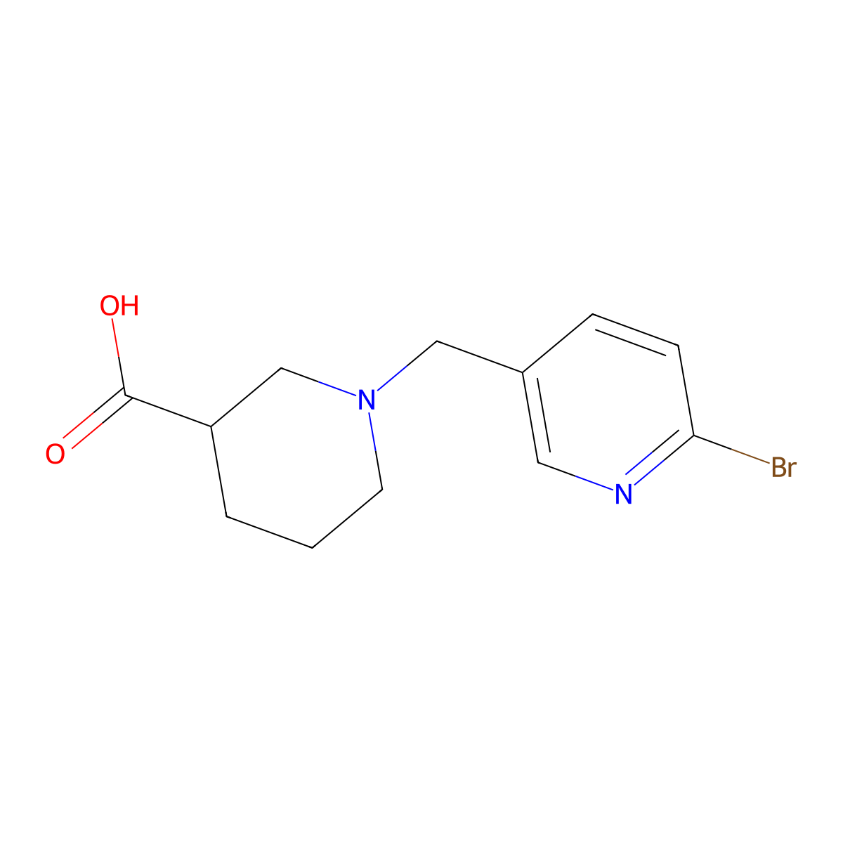 1-((6-Bromopyridin-3-yl)methyl)piperidine-3-carboxylic acid molecular structure, CAS 1420844-93-4