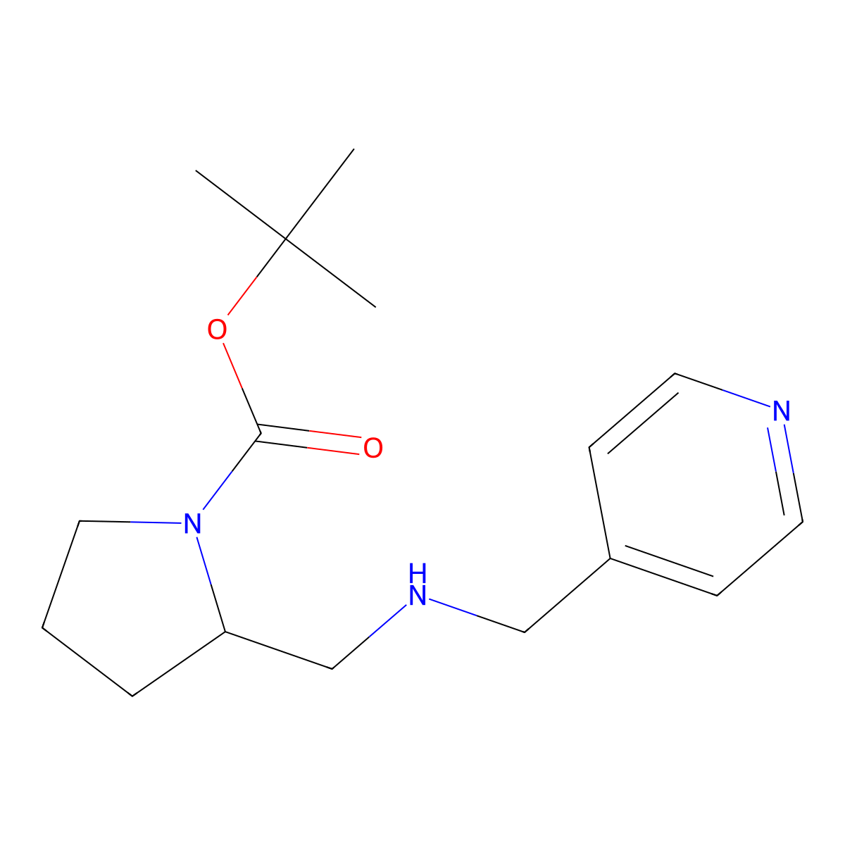 tert-Butyl 2-(((pyridin-4-ylmethyl)amino)methyl)pyrrolidine-1-carboxylate molecular structure, CAS 1420845-28-8