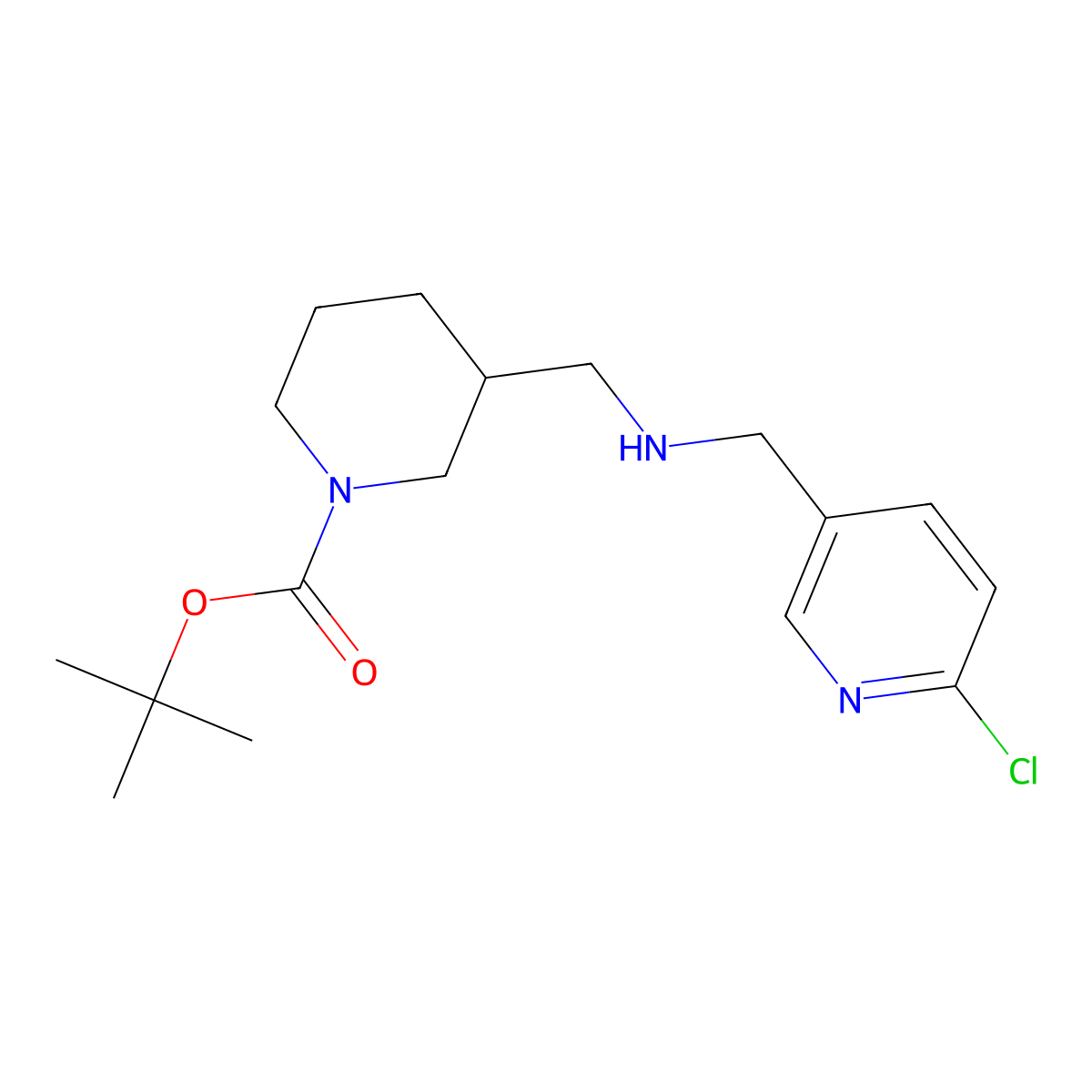 tert-Butyl 3-((((6-chloropyridin-3-yl)methyl)amino)methyl)piperidine-1-carboxylate molecular structure, CAS 1420846-14-5