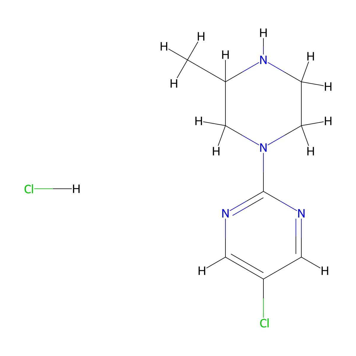 5-Chloro-2-(3-methylpiperazin-1-yl)pyrimidine hydrochloride molecular structure, CAS 1420846-53-2