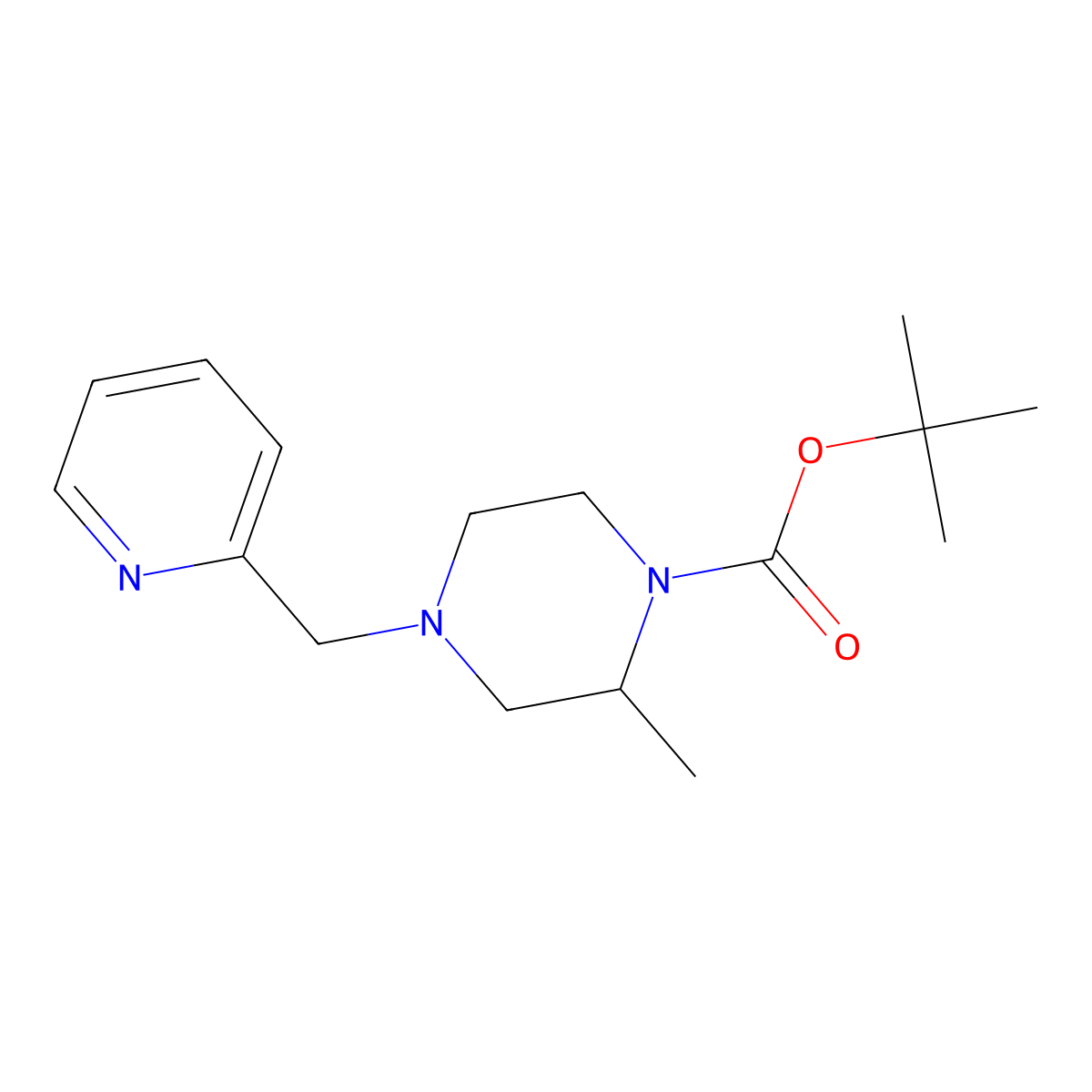 tert-Butyl 2-methyl-4-(pyridin-2-ylmethyl)piperazine-1-carboxylate molecular structure, CAS 1420846-60-1