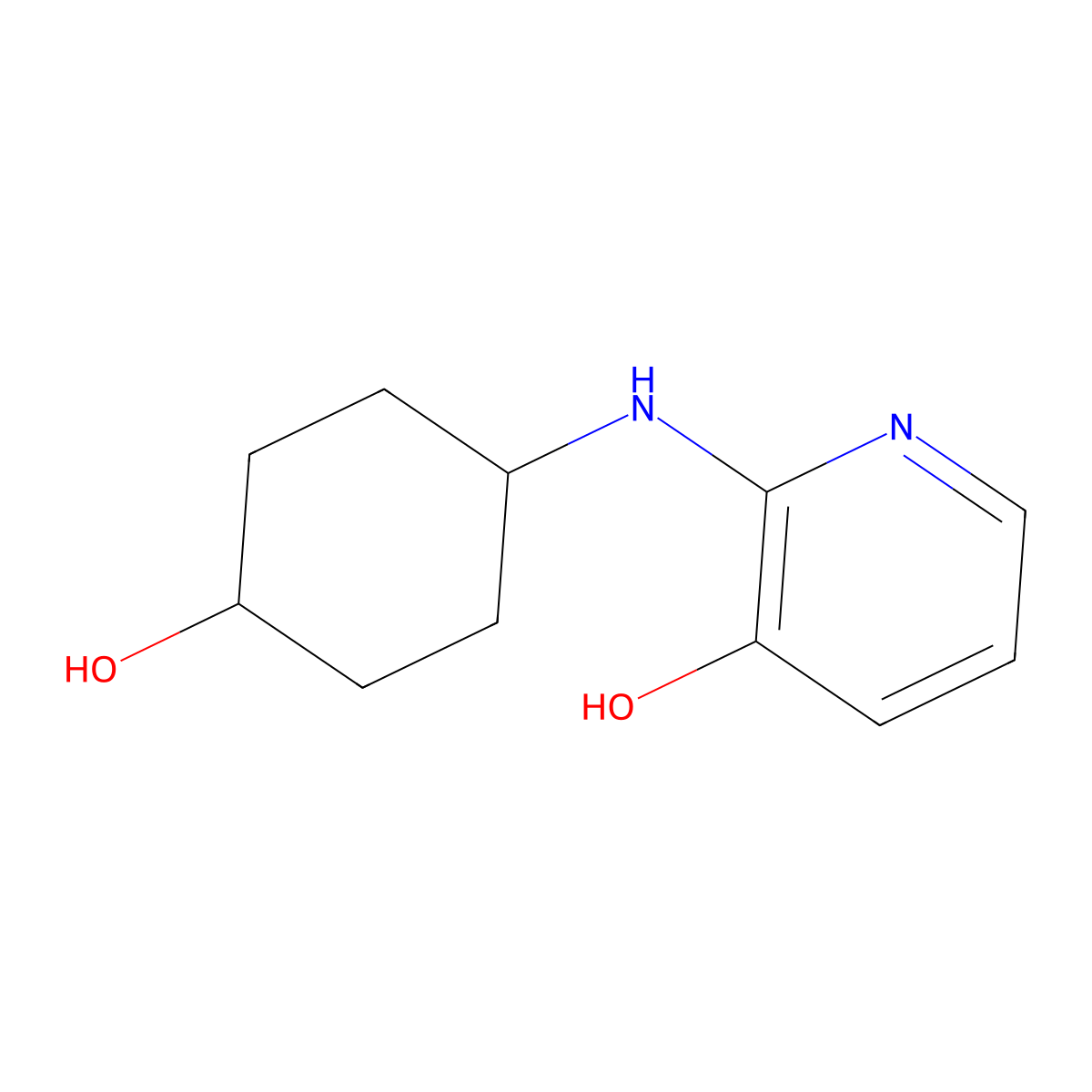 2-(((1r,4r)-4-Hydroxycyclohexyl)amino)pyridin-3-ol molecular structure, CAS 1420846-90-7
