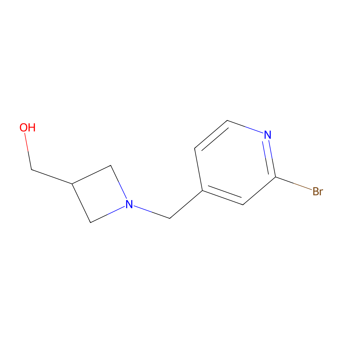 (1-((2-Bromopyridin-4-yl)methyl)azetidin-3-yl)methanol molecular structure, CAS 1420847-13-7
