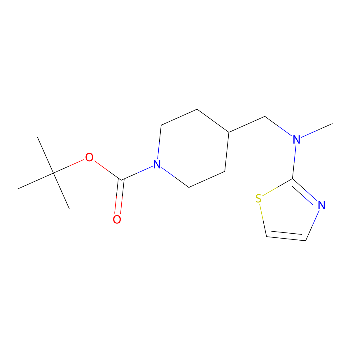 tert-Butyl 4-((methyl(thiazol-2-yl)amino)methyl)piperidine-1-carboxylate molecular structure, CAS 1420847-67-1