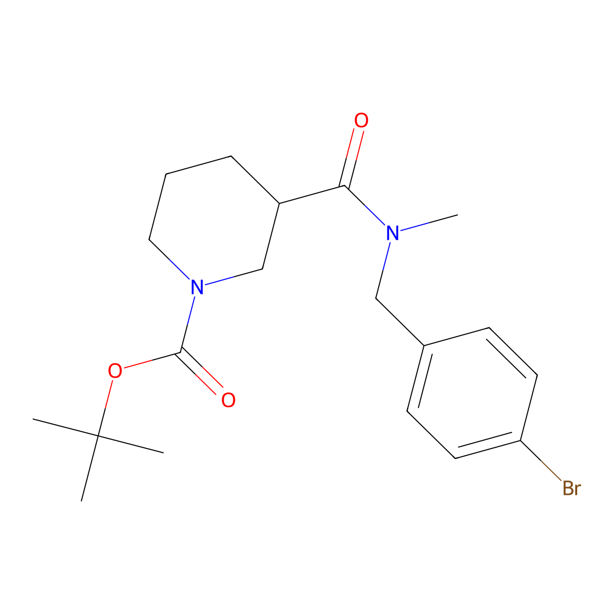 tert-Butyl 3-((4-bromobenzyl)(methyl)carbamoyl)piperidine-1-carboxylate molecular structure, CAS 1420848-52-7