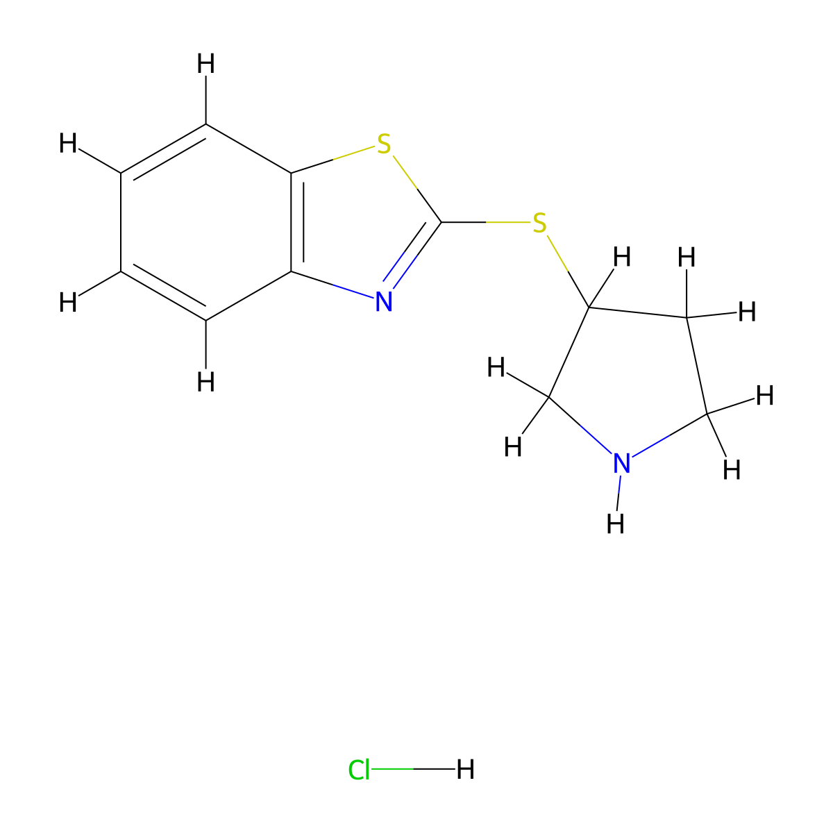 2-(Pyrrolidin-3-ylthio)benzo[d]thiazole hydrochloride molecular structure, CAS 1420850-00-5