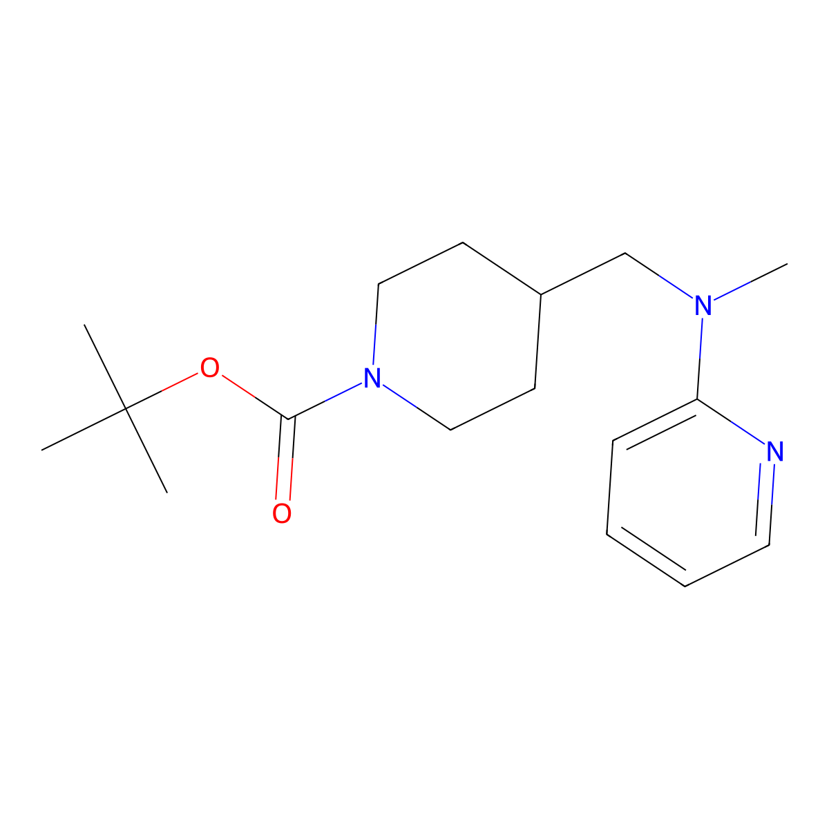 tert-Butyl 4-((methyl(pyridin-2-yl)amino)methyl)piperidine-1-carboxylate molecular structure, CAS 1420850-85-6