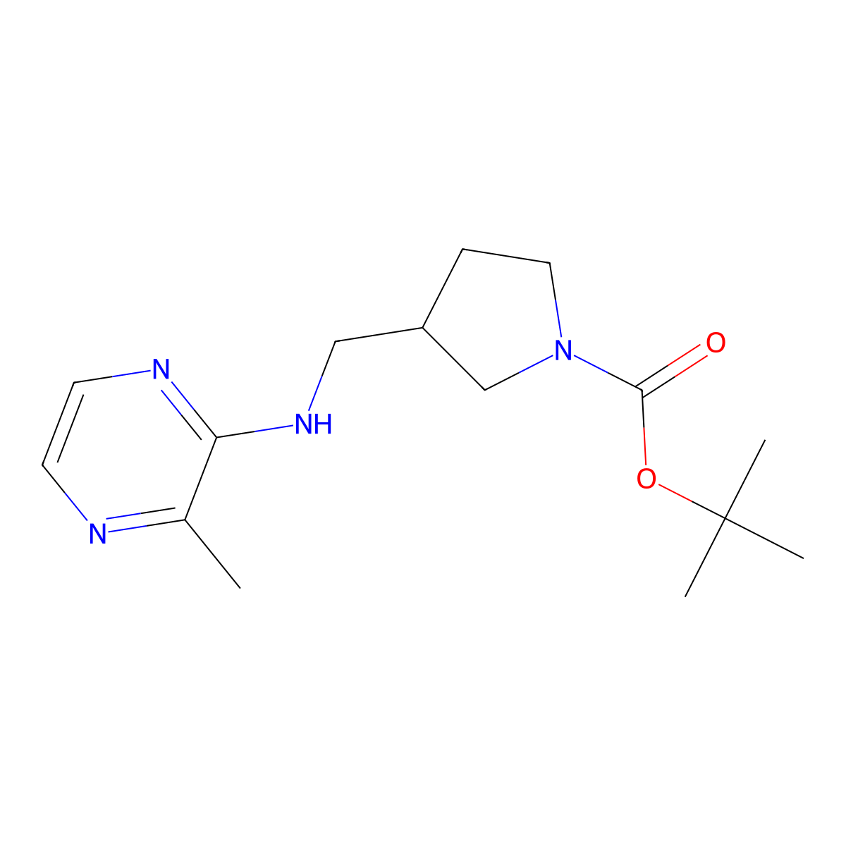 tert-Butyl 3-(((3-methylpyrazin-2-yl)amino)methyl)pyrrolidine-1-carboxylate molecular structure, CAS 1420851-14-4