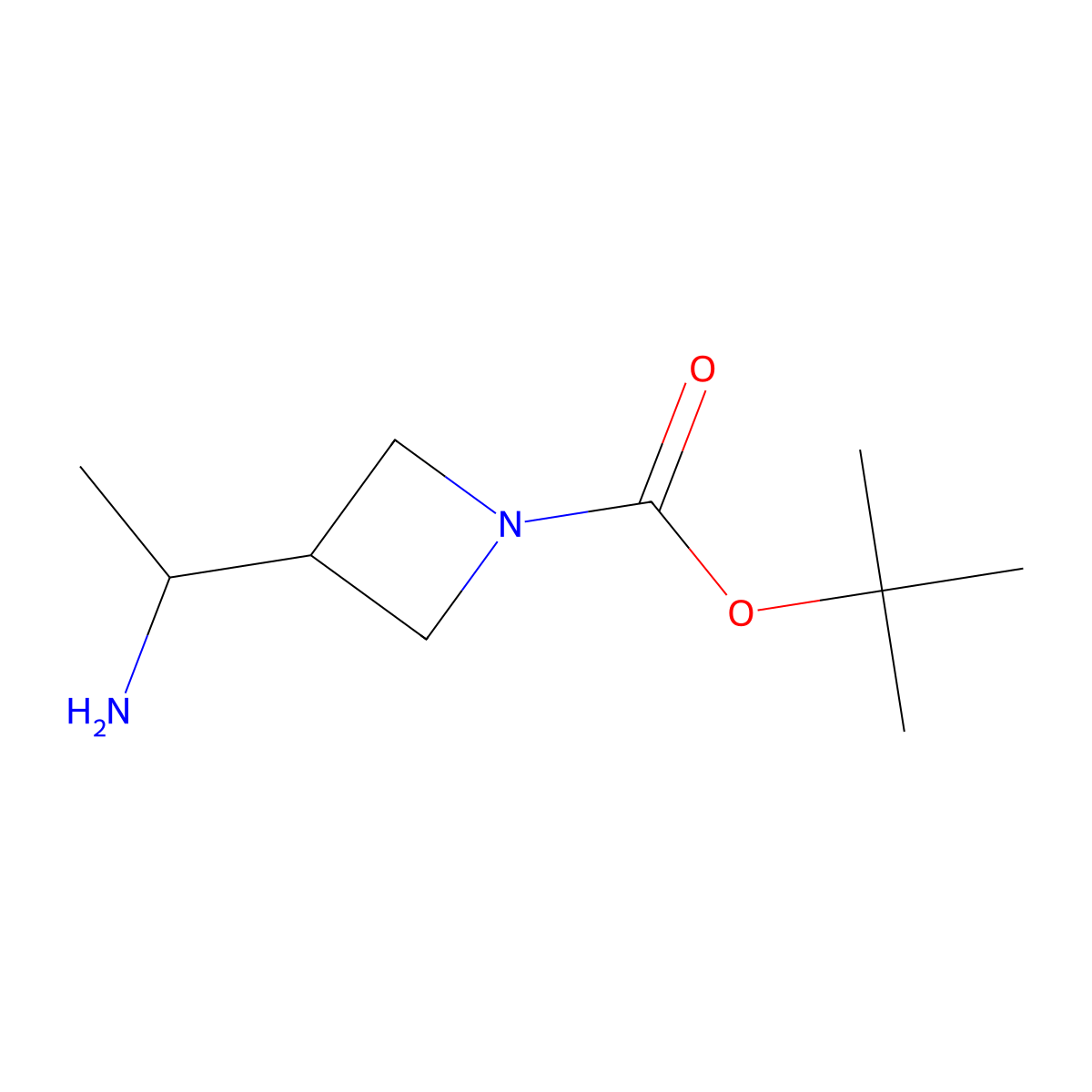 Tert-butyl 3-(1-aminoethyl)azetidine-1-carboxylate molecular structure, CAS 1420852-13-6